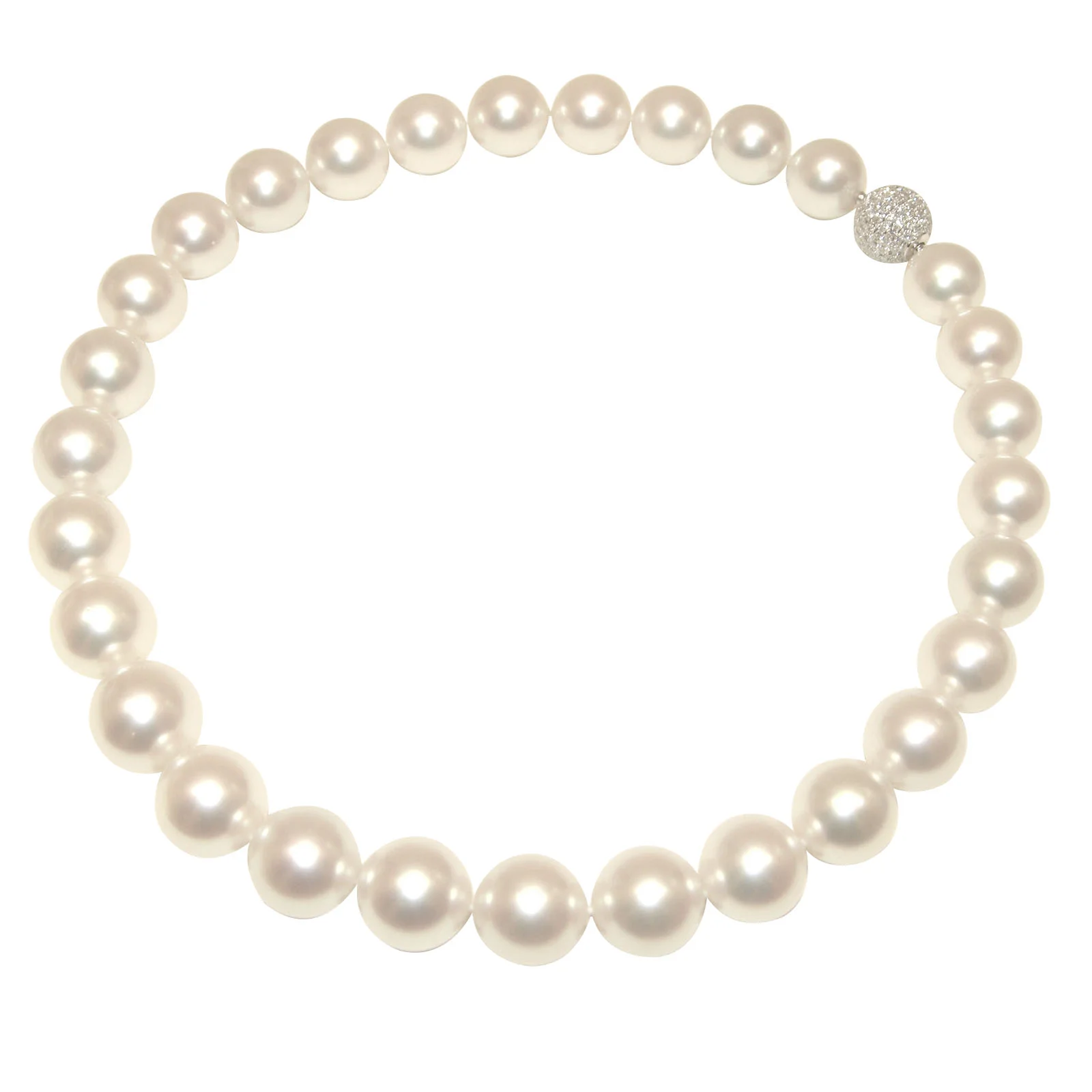 WHITE SOUTH SEA PEARL STRAND NECKLACE WITH DIAMOND CLASP BESPOKE FINE JEWELLERY BY SHAHINA HATTA