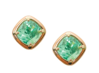 EMERALD ROSE GOLD STUD EARRINGS CLUSTER DIAMOND PENDANT BESPOKE FINE JEWELLERY BY SHAHINA HATTA