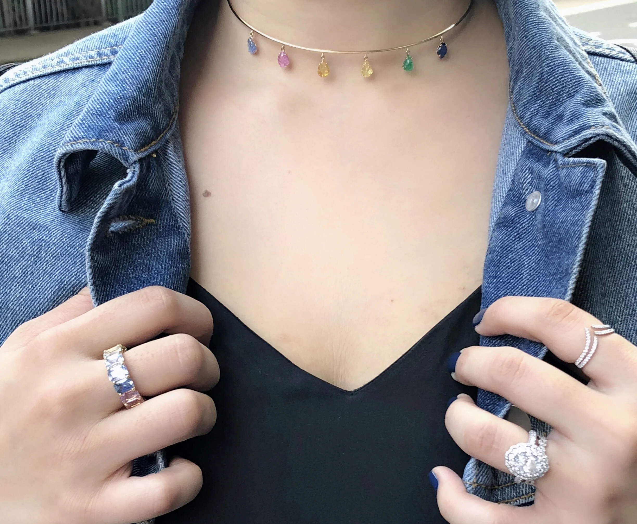 SIGNATURE RAINBOW GEMSTONE DREAMCATCHER CHOKER BESPOKE FINE JEWELLERY BY SHAHINA HATTA HONG KONG