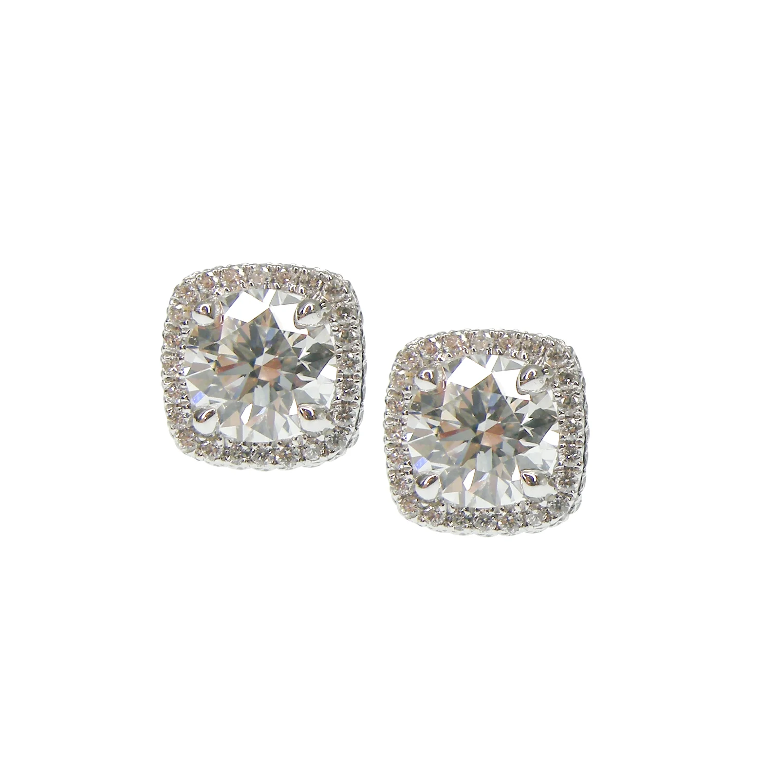 CUSHION HALO DIAMOND STUDS