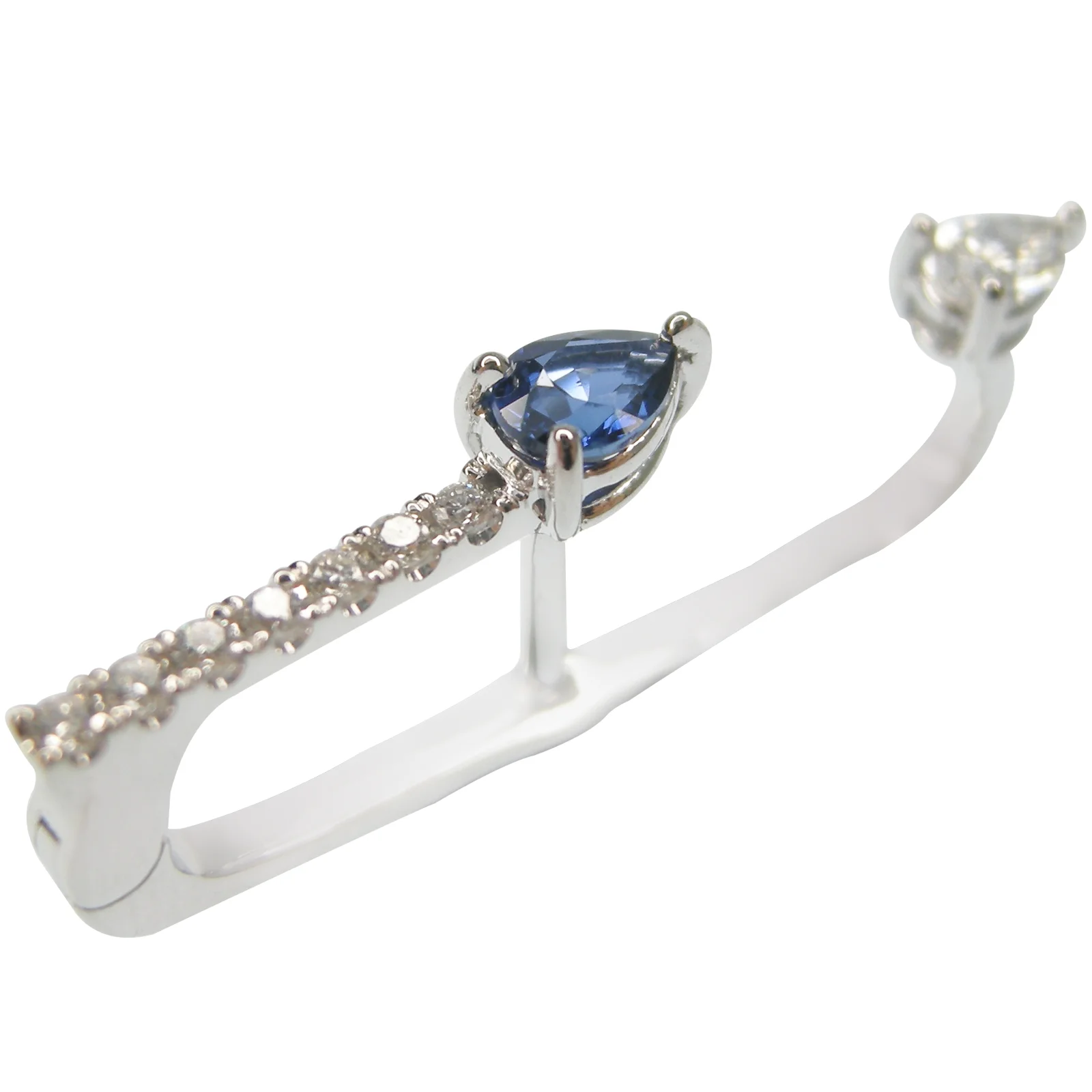 SIGNATURE BLUE SAPPHIRE & DIAMOND LOBE EARRING BESPOKE FINE JEWELLERY BY SHAHINA HATTA HONG KONG