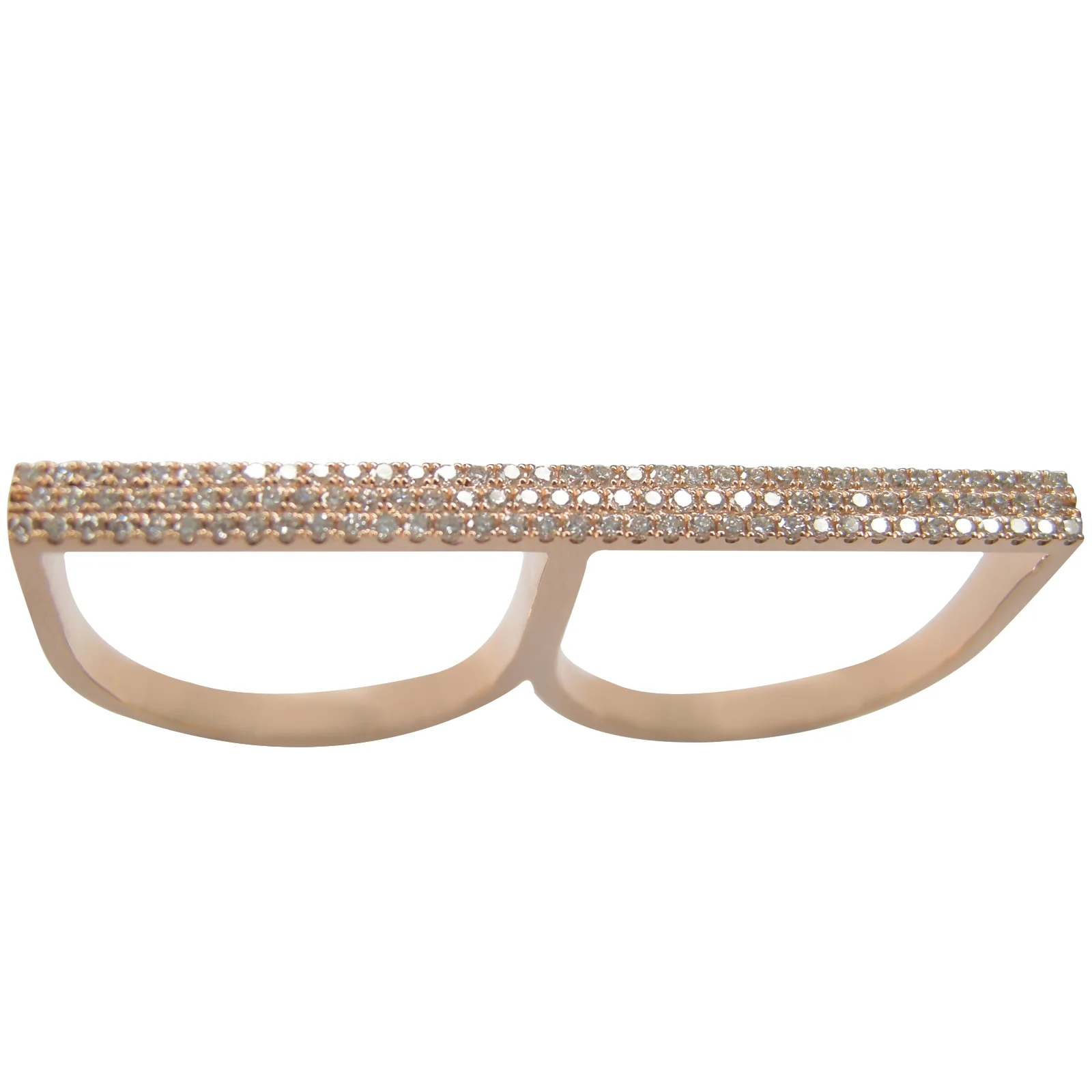 SIGNATURE THREE-ROW DIAMOND BAR TWO FINGER RING BESPOKE FINE JEWELLERY BY SHAHINA HATTA HONG KONG