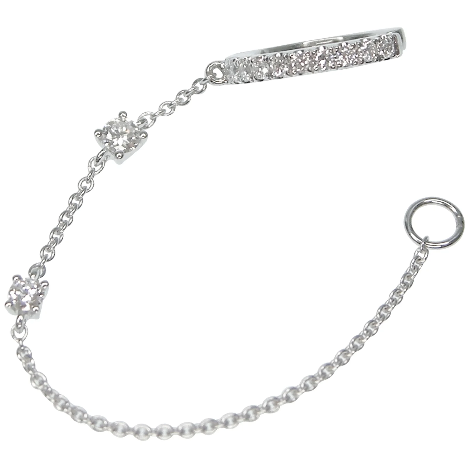 SIGNATURE 18K WHITE GOLD EAR CUFF WITH CHAIN BESPOKE FINE JEWELLERY BY SHAHINA HATTA HONG KONG