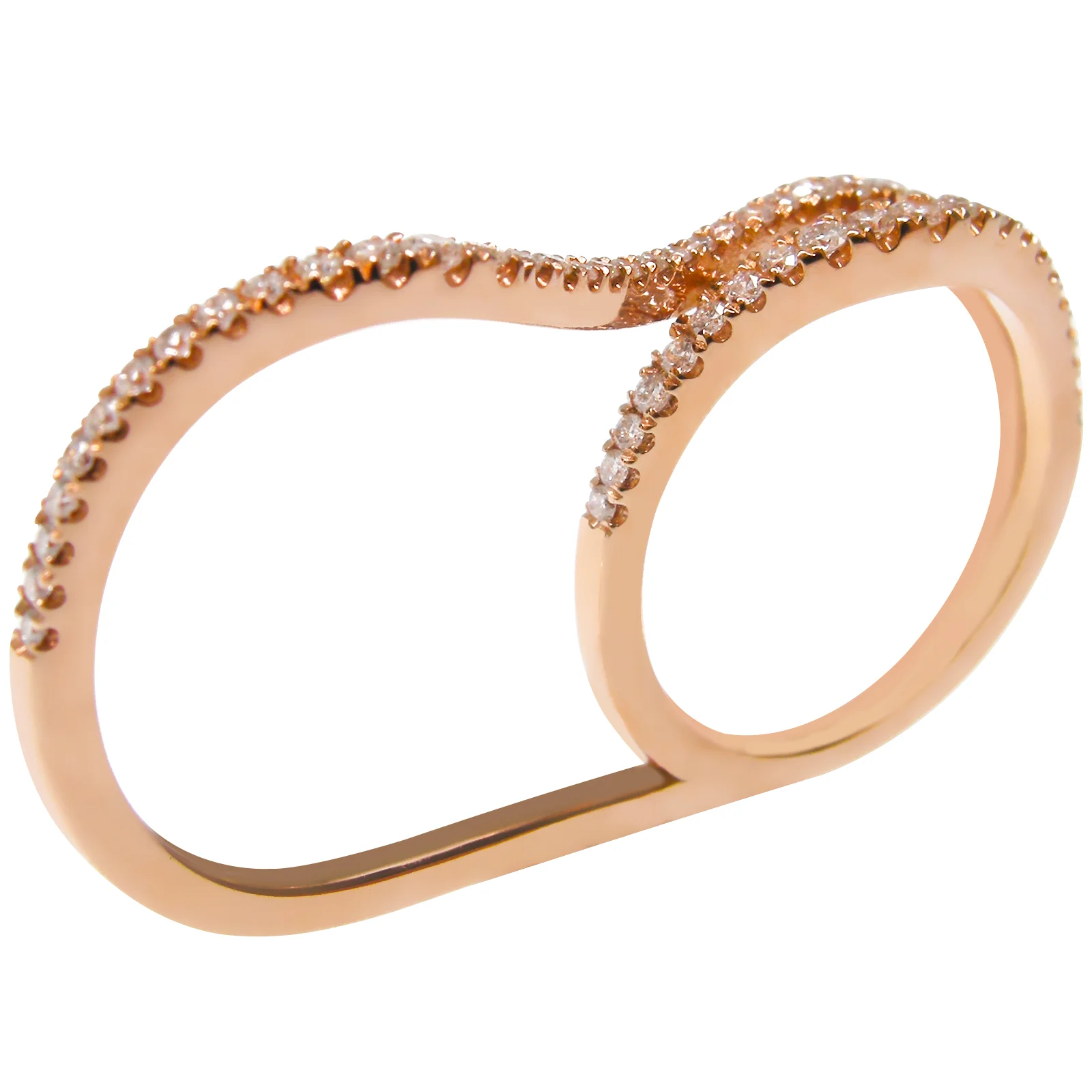 SIGNATURE DIAMOND WAVY TWO FINGER RING BESPOKE FINE JEWELLERY BY SHAHINA HATTA HONG KONG