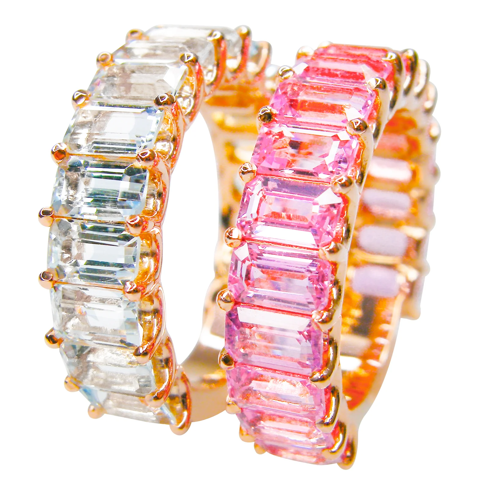 SIGNATURE AQUAMARINE EMERALD CUT 3/4 ETERNITY RING BESPOKE FINE JEWELLERY BY SHAHINA HATTA HONG KONG