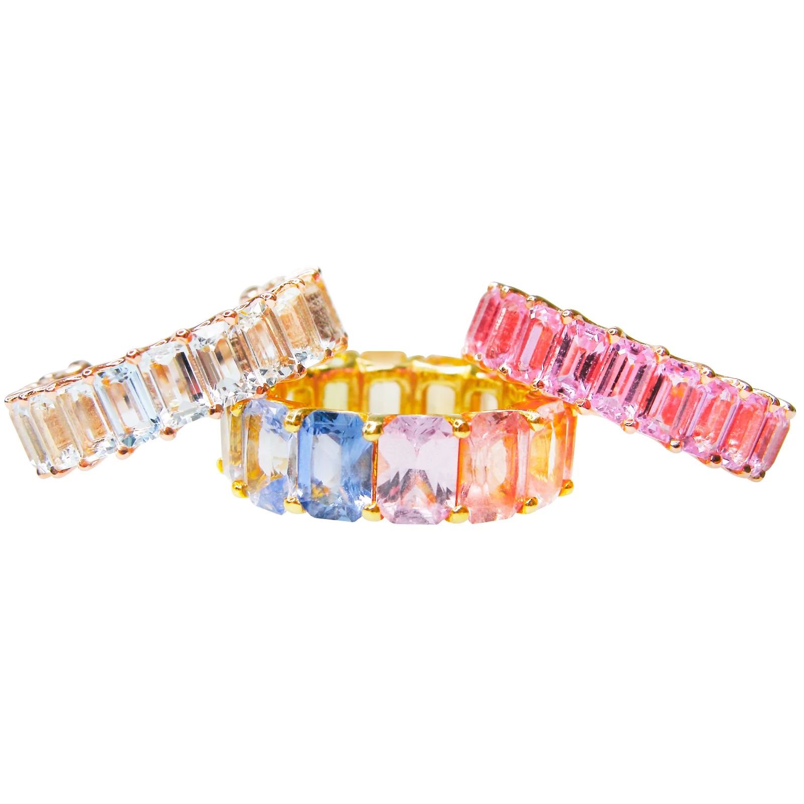 SIGNATURE AQUAMARINE EMERALD CUT 3/4 ETERNITY RING BESPOKE FINE JEWELLERY BY SHAHINA HATTA HONG KONG