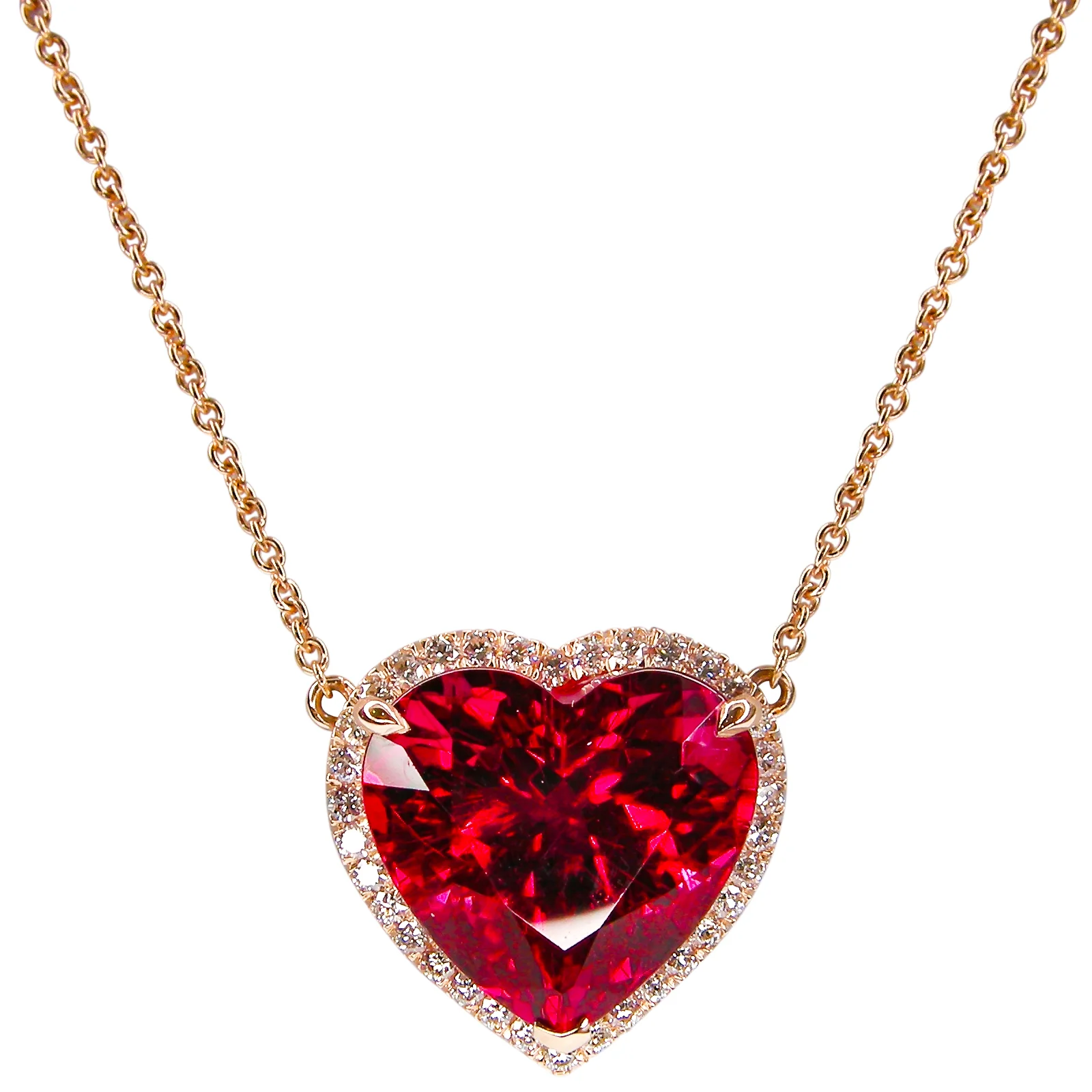 RUBELLITE TOURMALINE & DIAMOND PENDANT