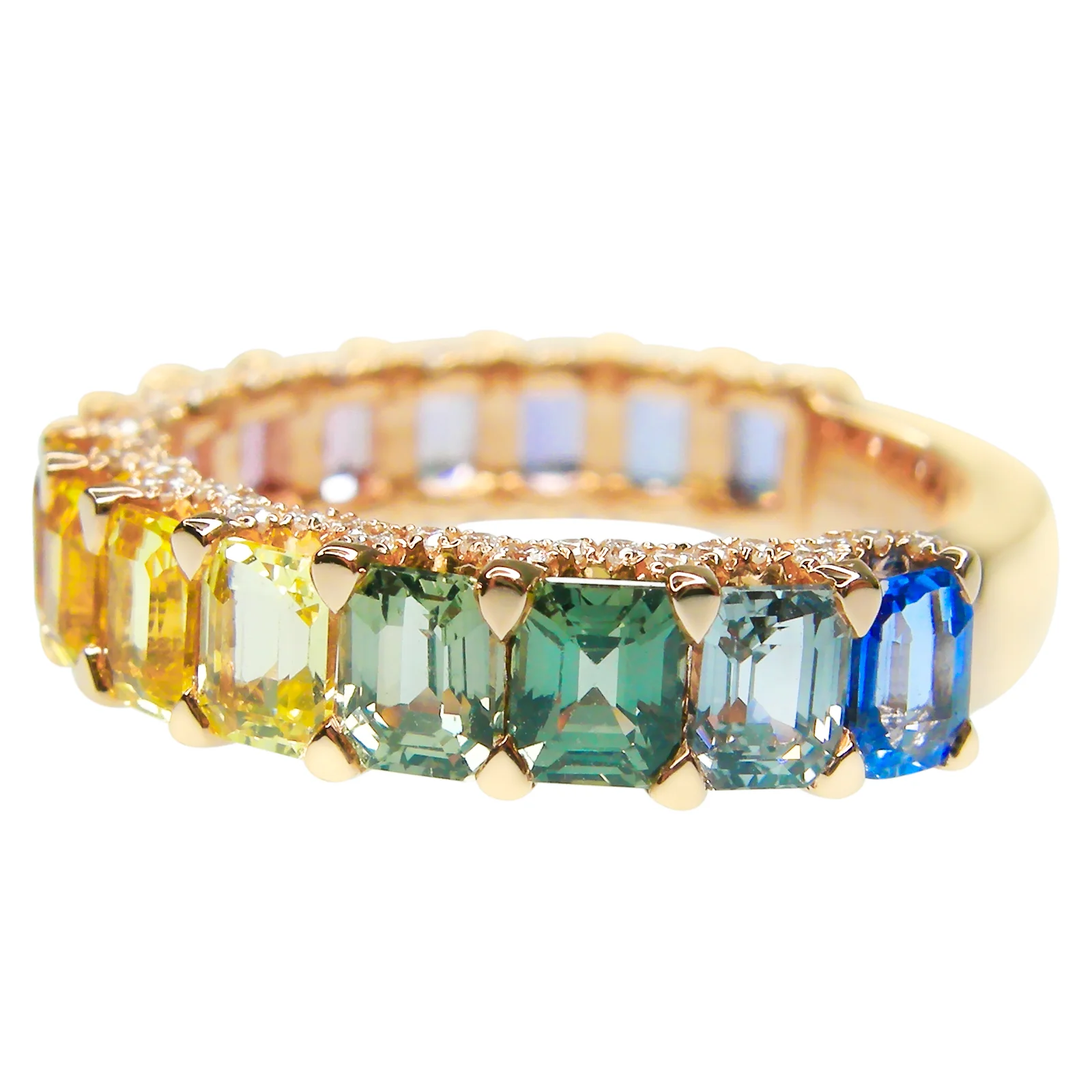 SIGNATURE PETITE RAINBOW SAPPHIRE & DIAMOND 3/4 BAND BESPOKE FINE JEWELLERY BY SHAHINA HATTA HONG KONG