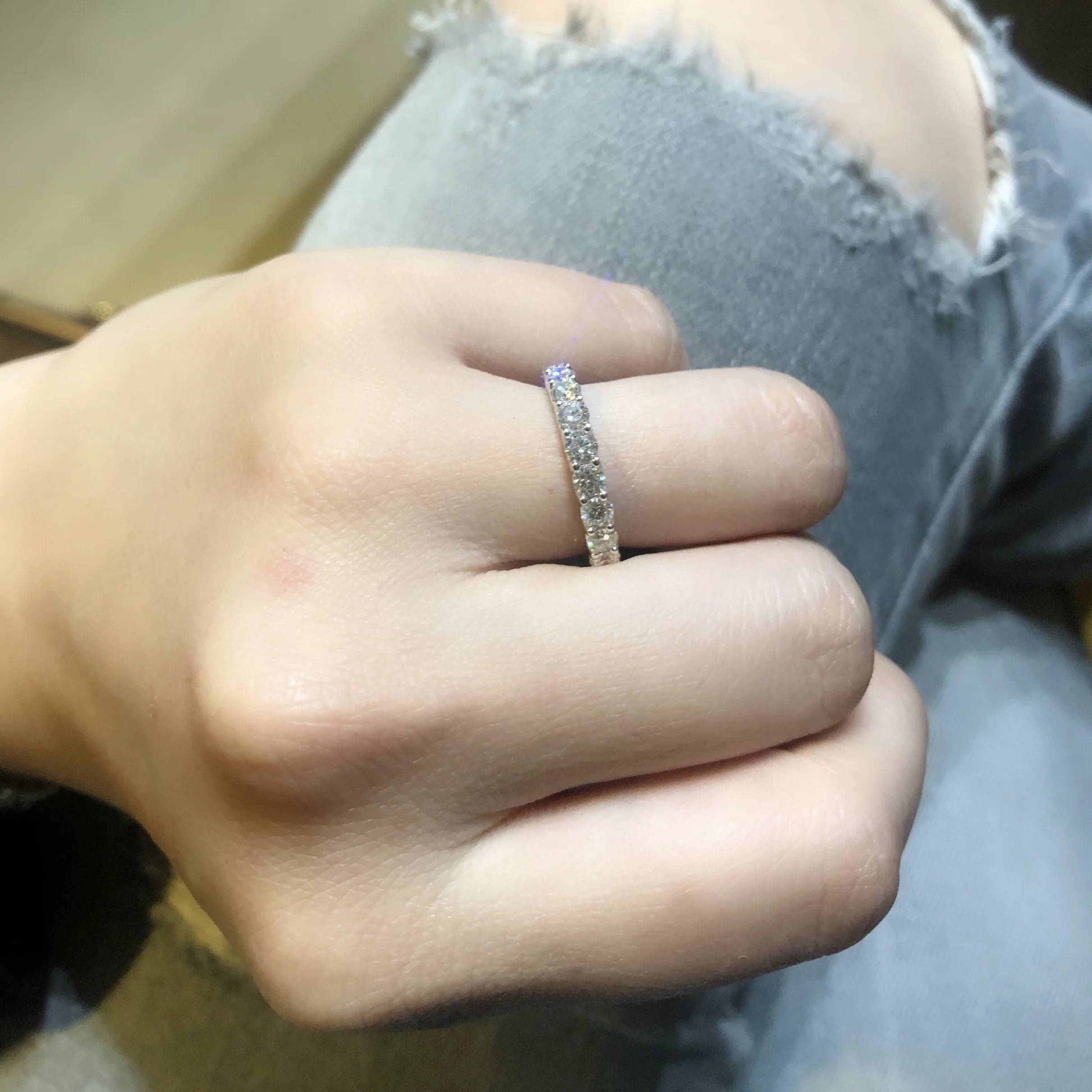 DIAMOND U-CLAW SET 3/4 RING BESPOKE FINE JEWELLERY BY SHAHINA HATTA HONG KONG