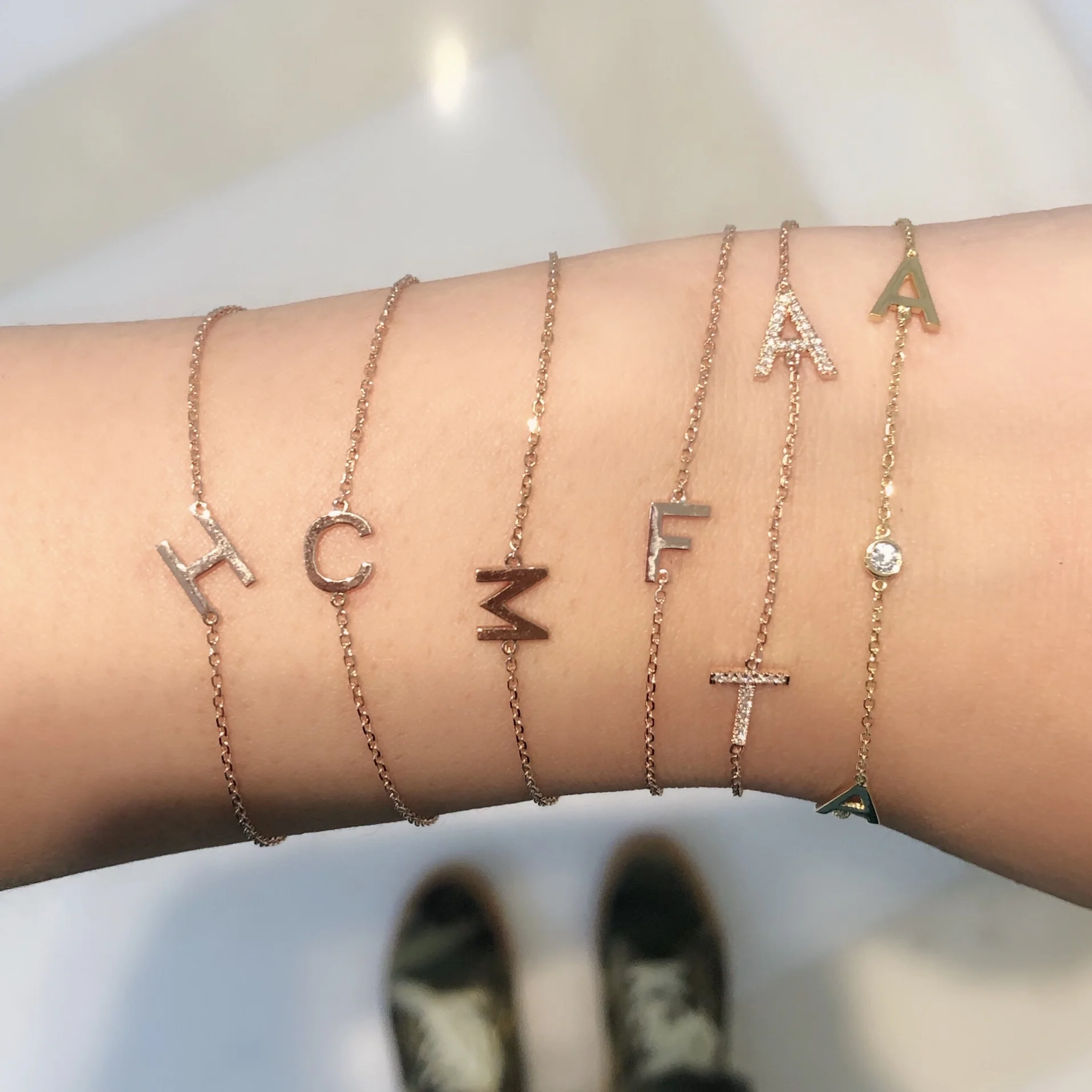 SIGNATURE DIAMOND TWO-INITIAL BRACELET BESPOKE FINE JEWELLERY BY SHAHINA HATTA HONG KONG