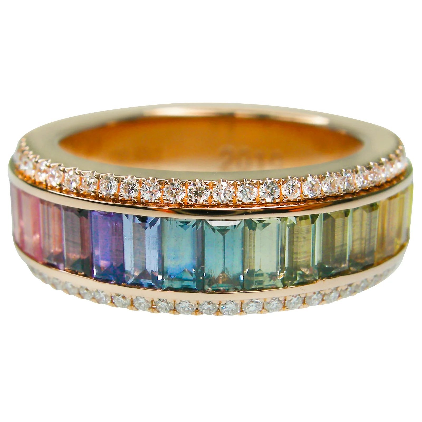 SIGNATURE PASTEL RAINBOW SAPPHIRE & DIAMOND SPINNER RING BESPOKE FINE JEWELLERY BY SHAHINA HATTA HONG KONG