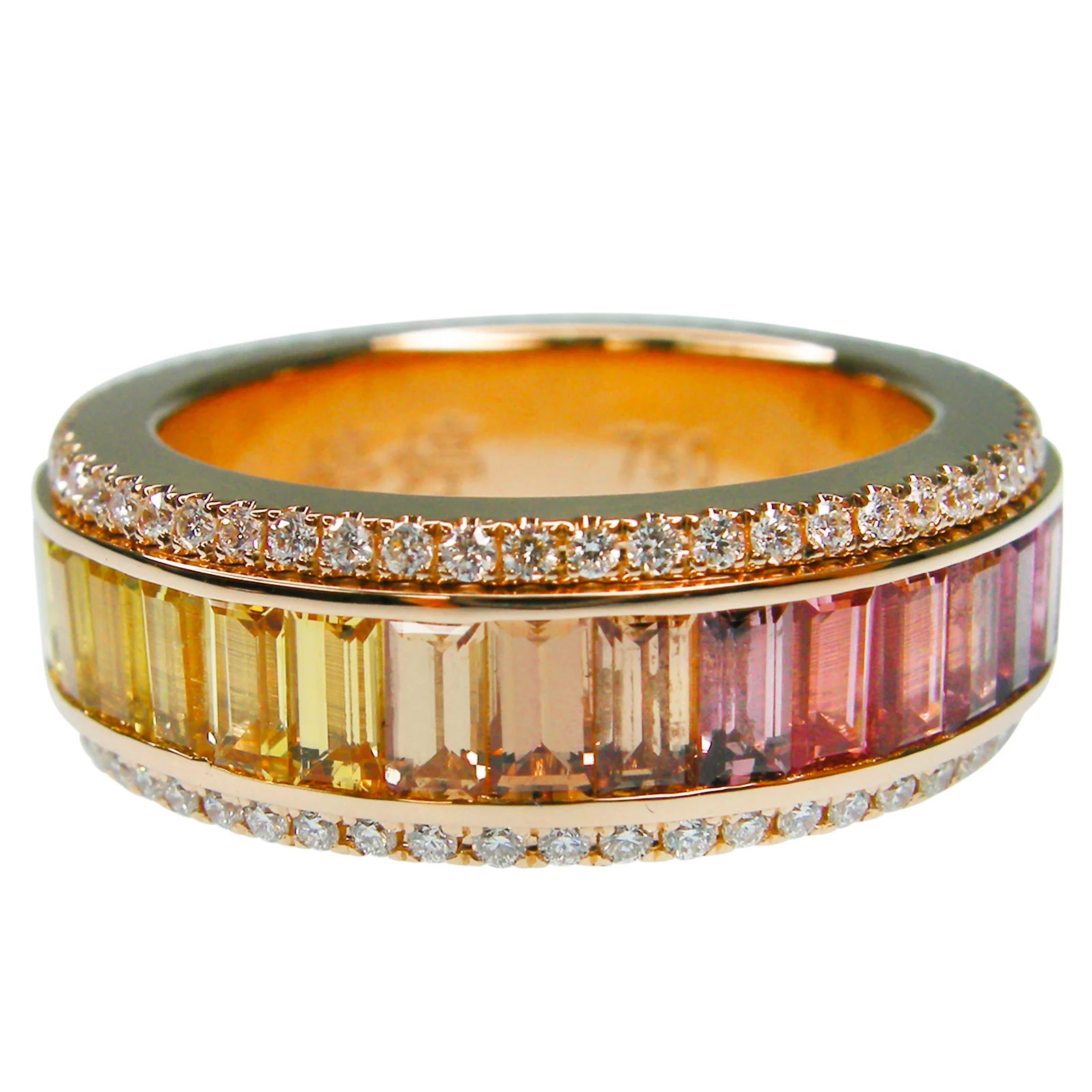 SIGNATURE PASTEL RAINBOW SAPPHIRE & DIAMOND SPINNER RING BESPOKE FINE JEWELLERY BY SHAHINA HATTA HONG KONG