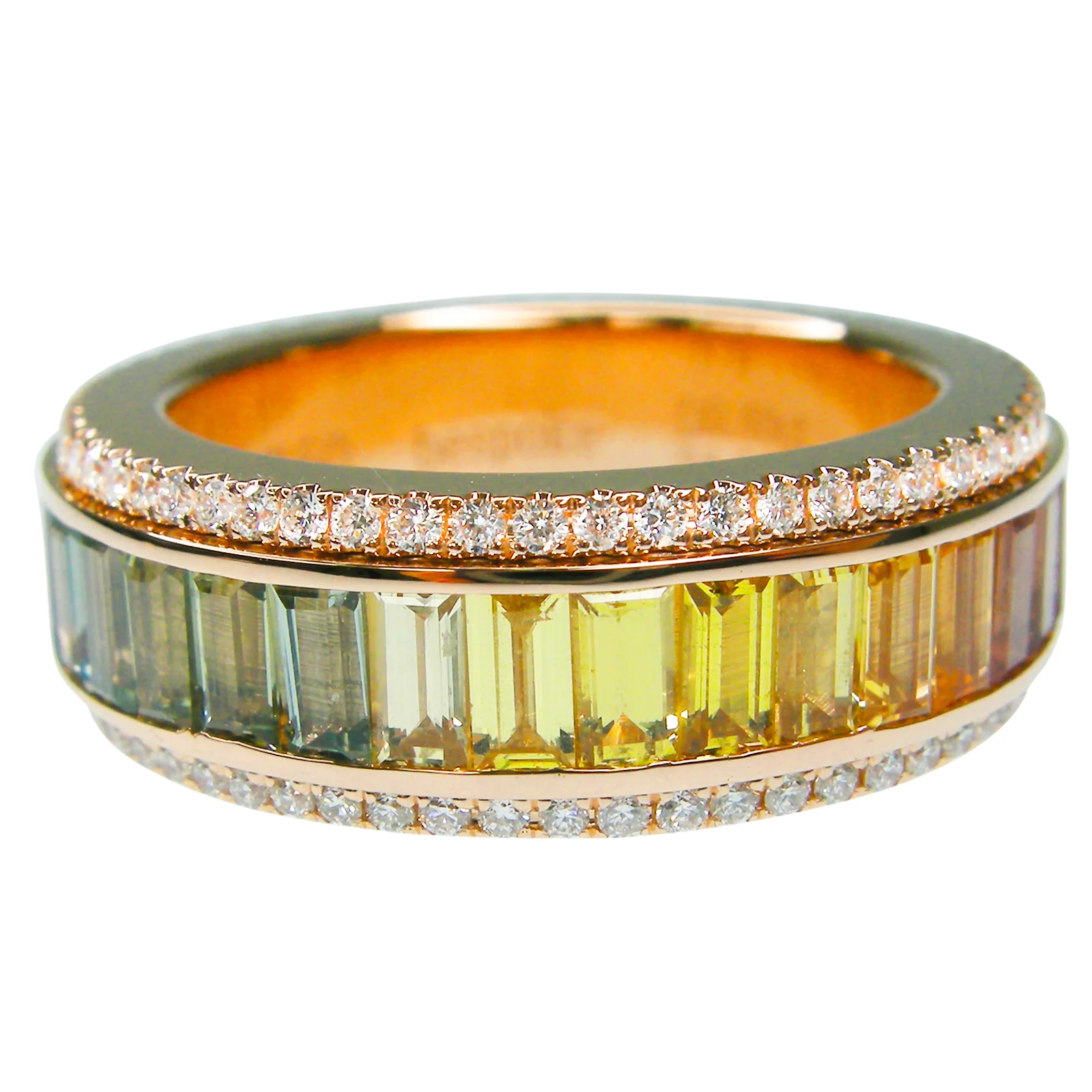 SIGNATURE PASTEL RAINBOW SAPPHIRE & DIAMOND SPINNER RING BESPOKE FINE JEWELLERY BY SHAHINA HATTA HONG KONG