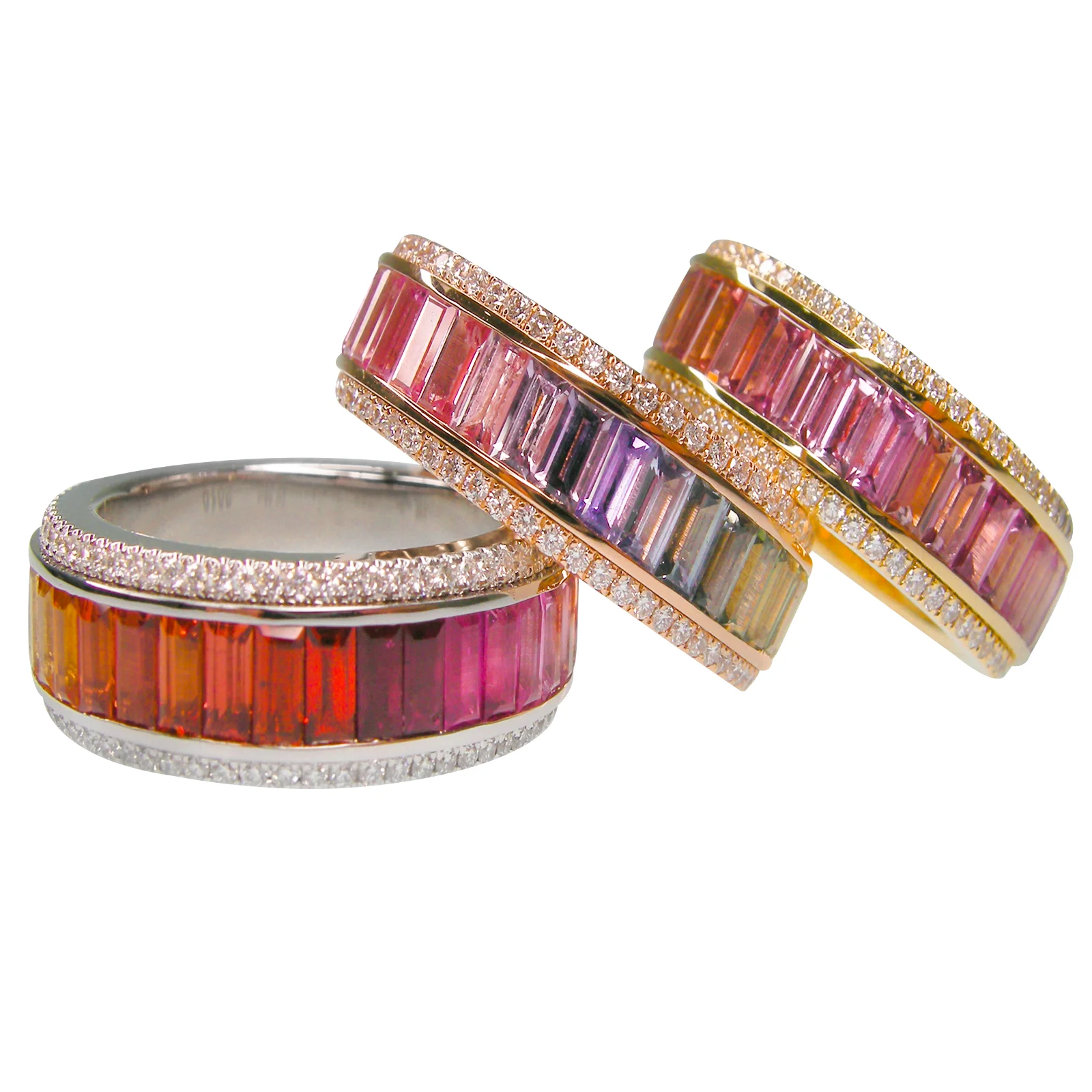 SIGNATURE RAINBOW SAPPHIRE & DIAMOND SPINNER RING BESPOKE FINE JEWELLERY BY SHAHINA HATTA HONG KONG