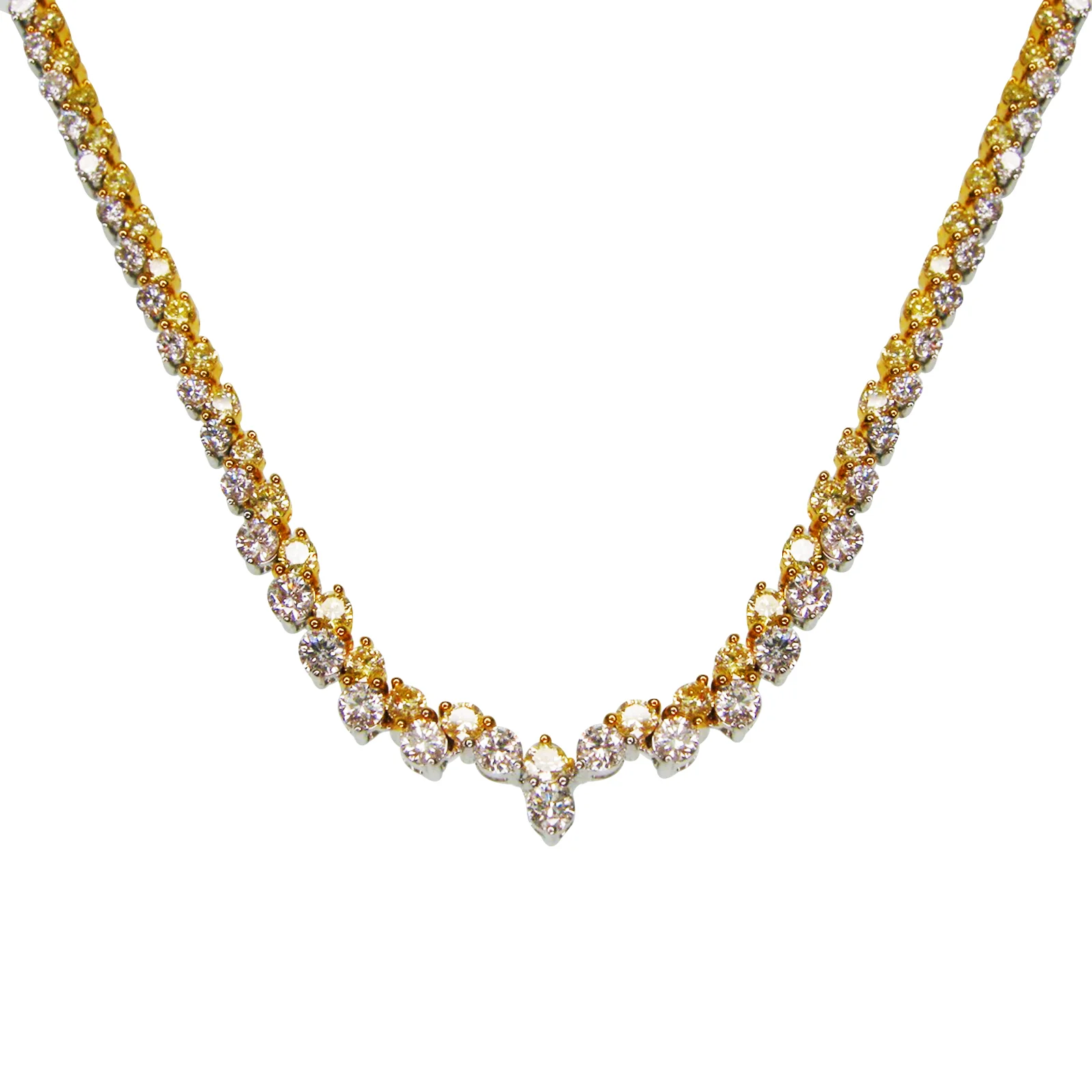FANCY YELLOW DIAMOND AND DIAMOND TENNIS NECKLACE