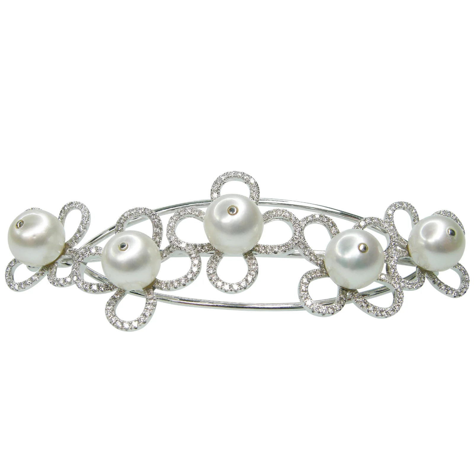 SOUTH SEA PEARL AND DIAMOND HAIR BARRETTE
