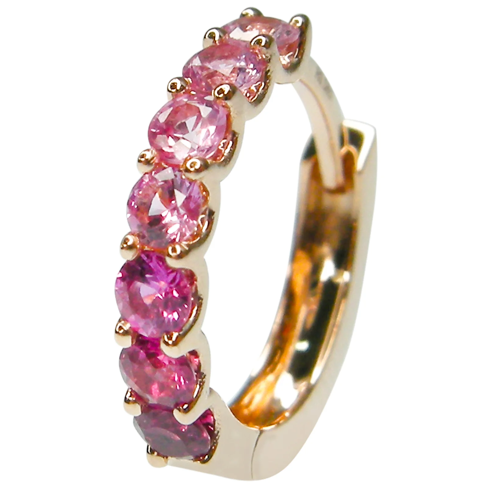SIGNATURE OMBRE PINK SAPPHIRE HUGGIE EARRINGS BESPOKE FINE JEWELRY BY SHAHINA HATTA HONG KONG