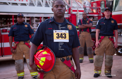 Poster honoring the 343 firemen killed on 9/11