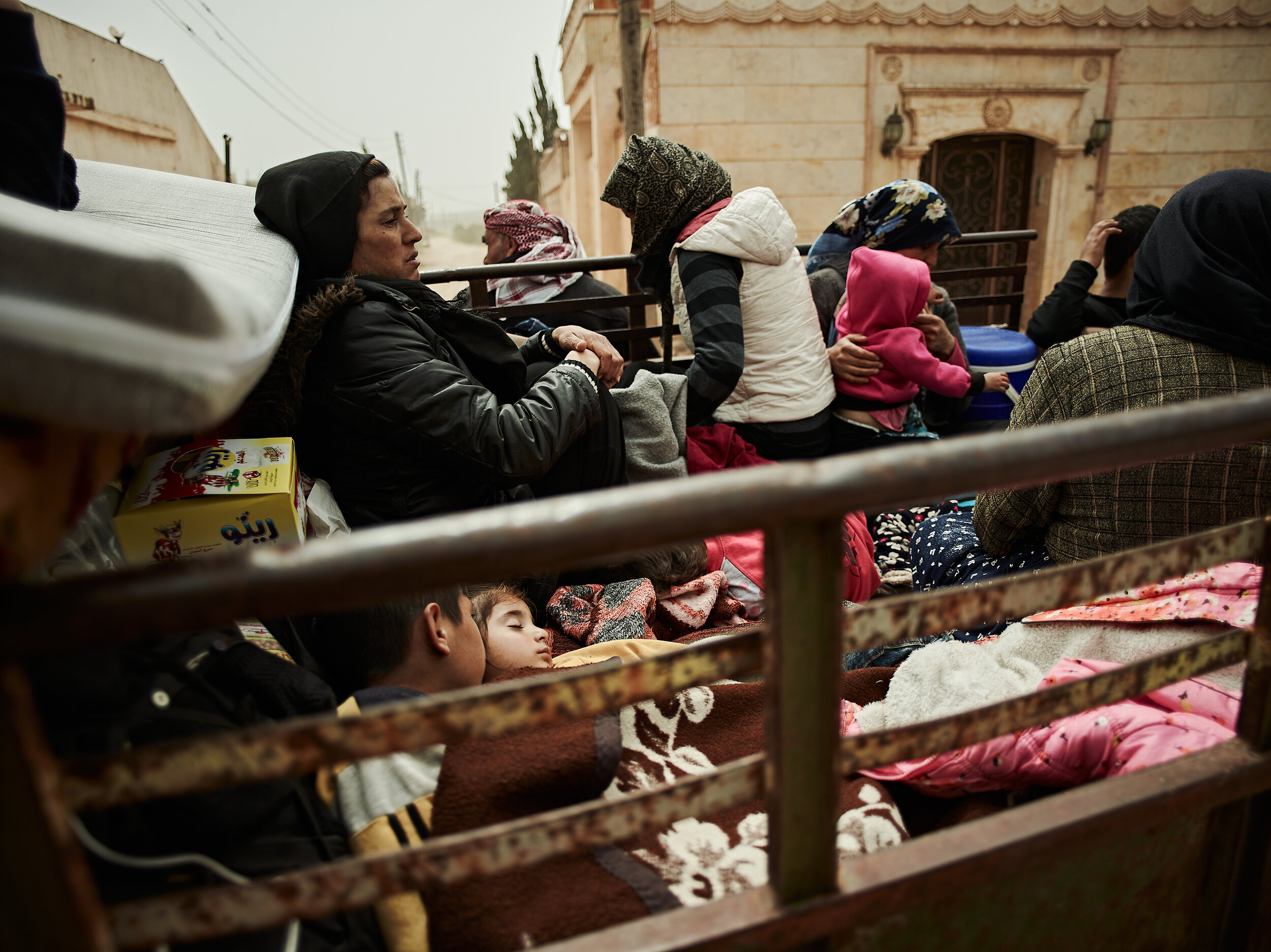 Civilians fleeing fighting with Turkish forces near Tel Tamar