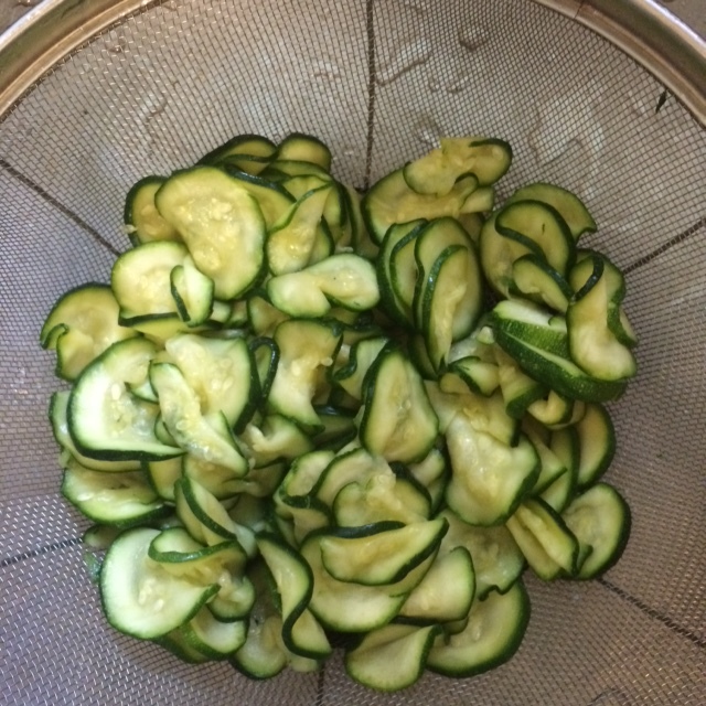 Zucchini After having been salted and squeezed dry