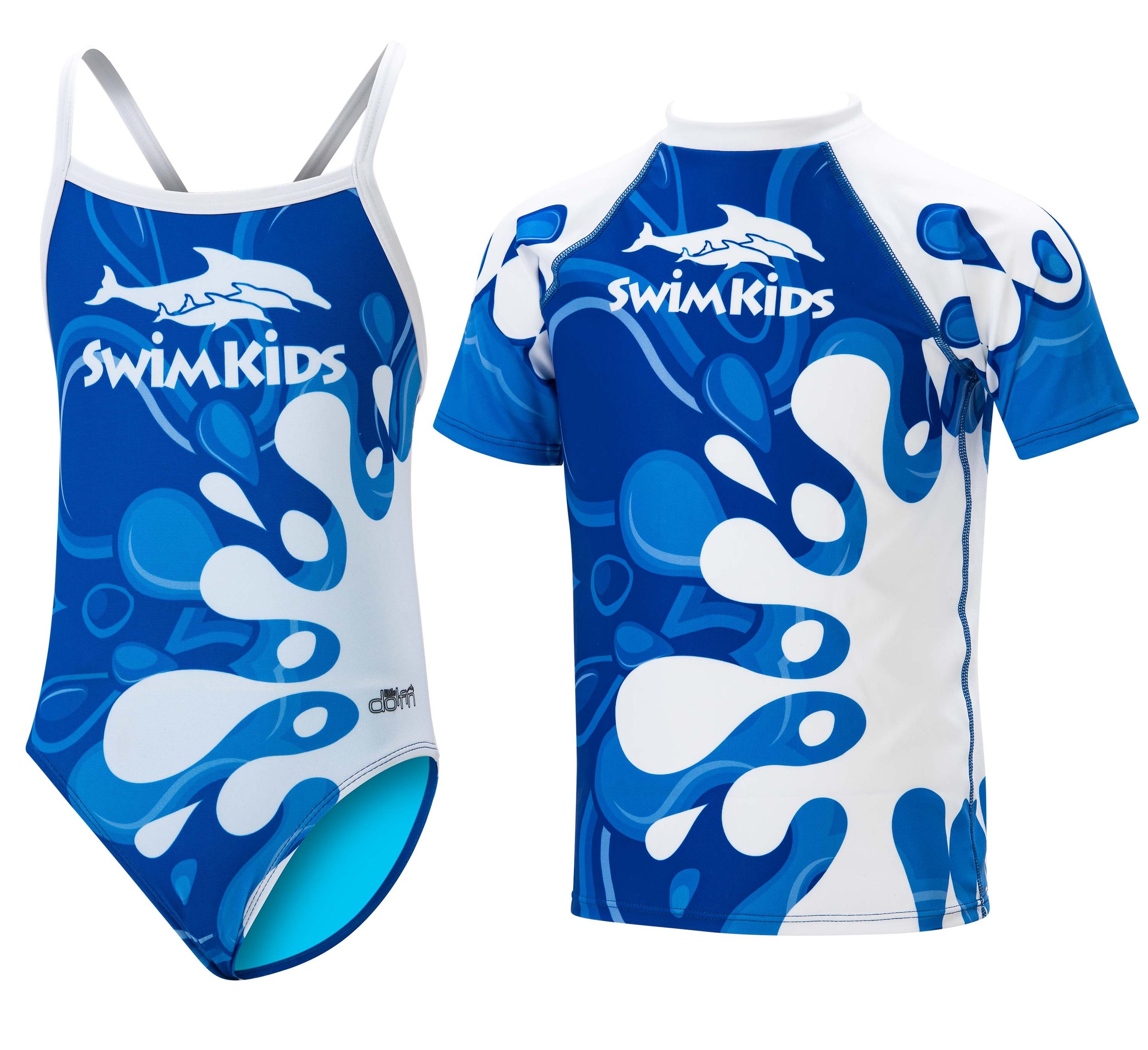 Swimsuit and rash guard line that can be customized with team colors and name/logo.