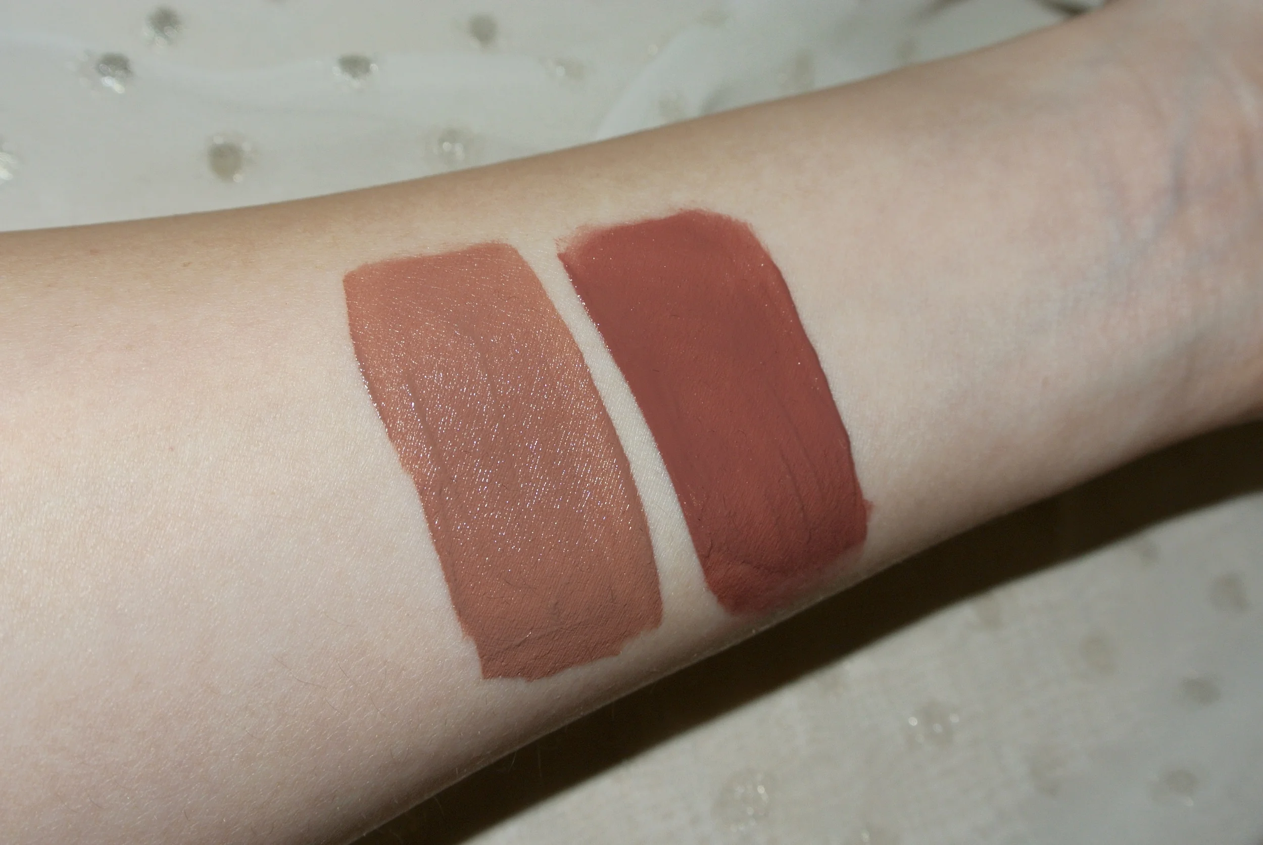 Freshly applied, left to right: Sandstorm, Soft Spoken
