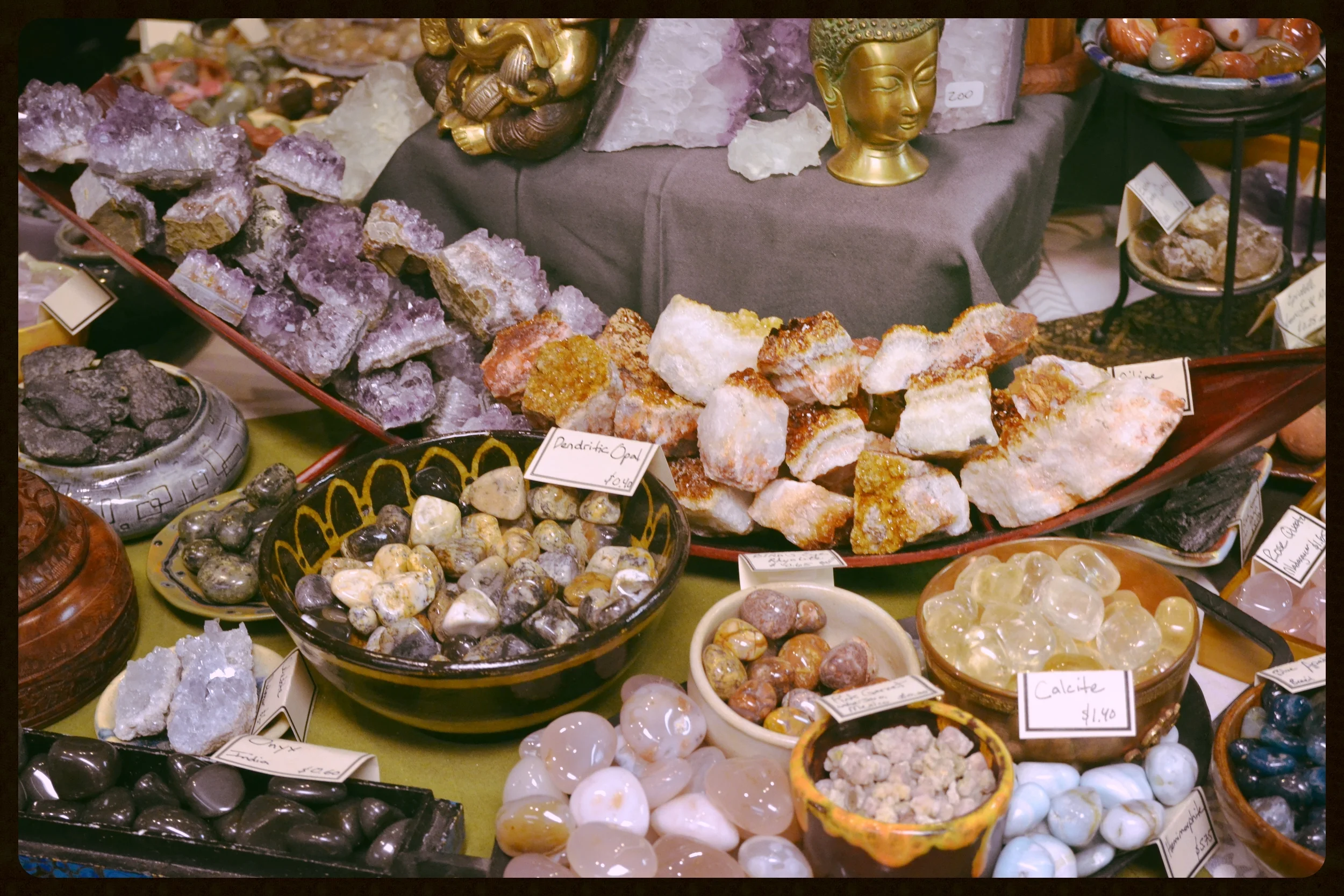 Amethyst and Citrine Clusters with Tumbles