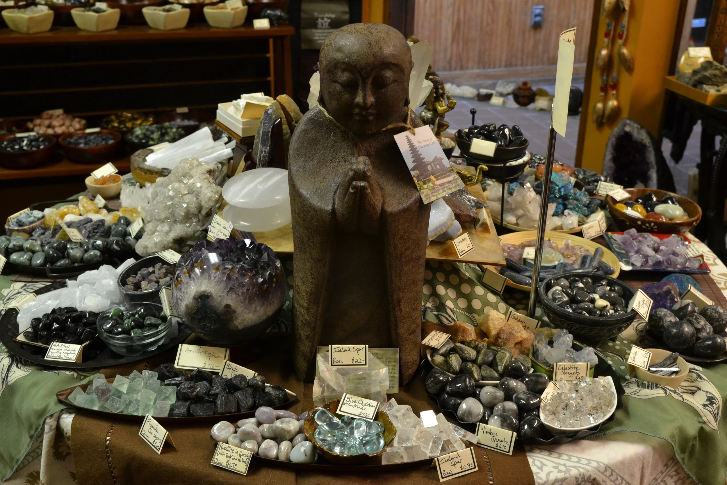 Volcanic Stone Jizzo Buddha and speimens