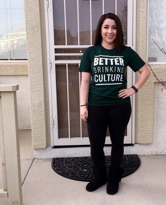 Hanna Lottritz repping the BDC Sweet Tee in Reno, Nevada. Hanna shared her remarkable brush with death experience after a night of binge drinking which has since gone viral.