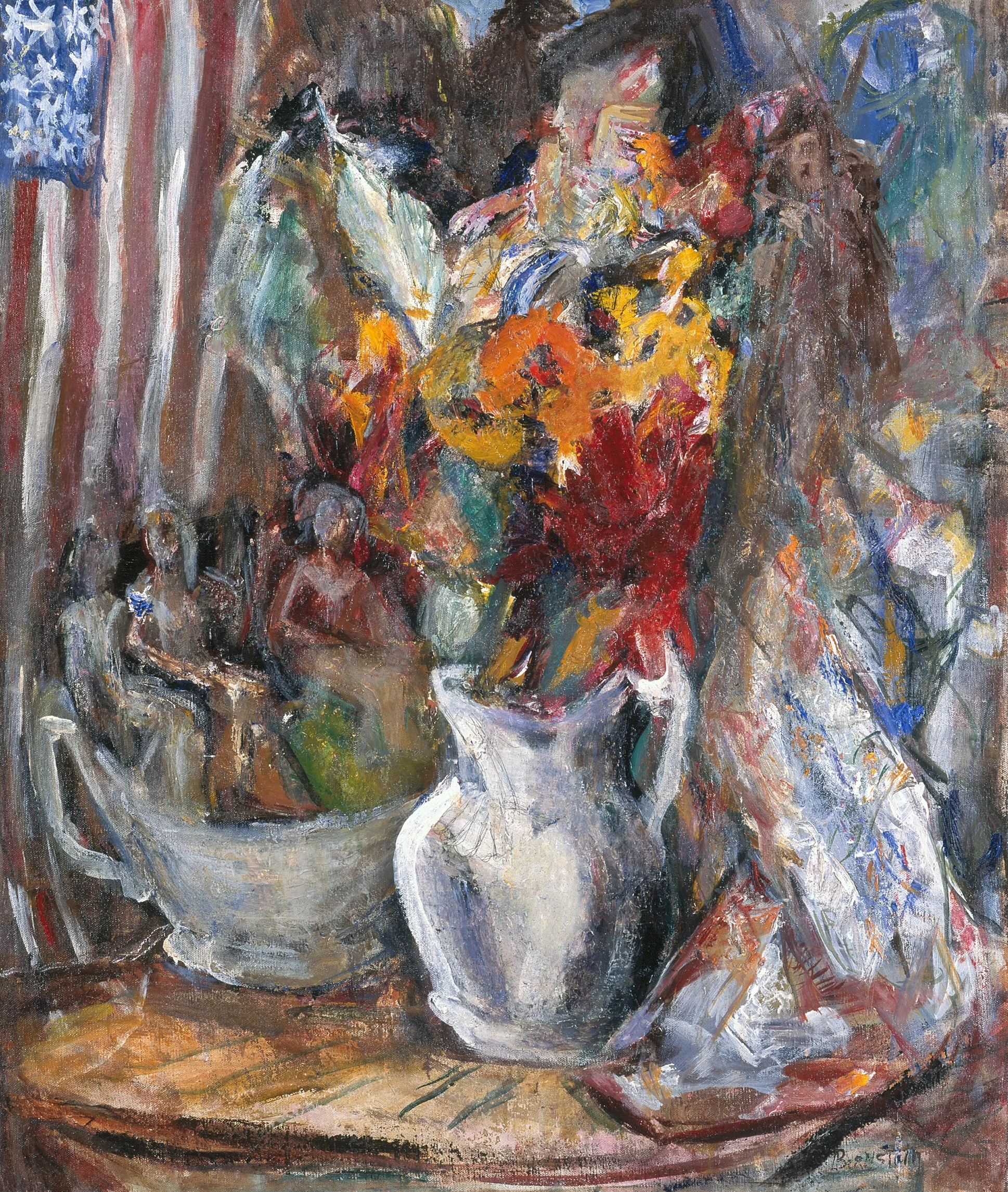 Boston Tea , ca. 1960, Oil on canvas, 30x25 inches Reproduced: Levin, Burnham, Theresa Bernstein, A Century in Art , p. 139