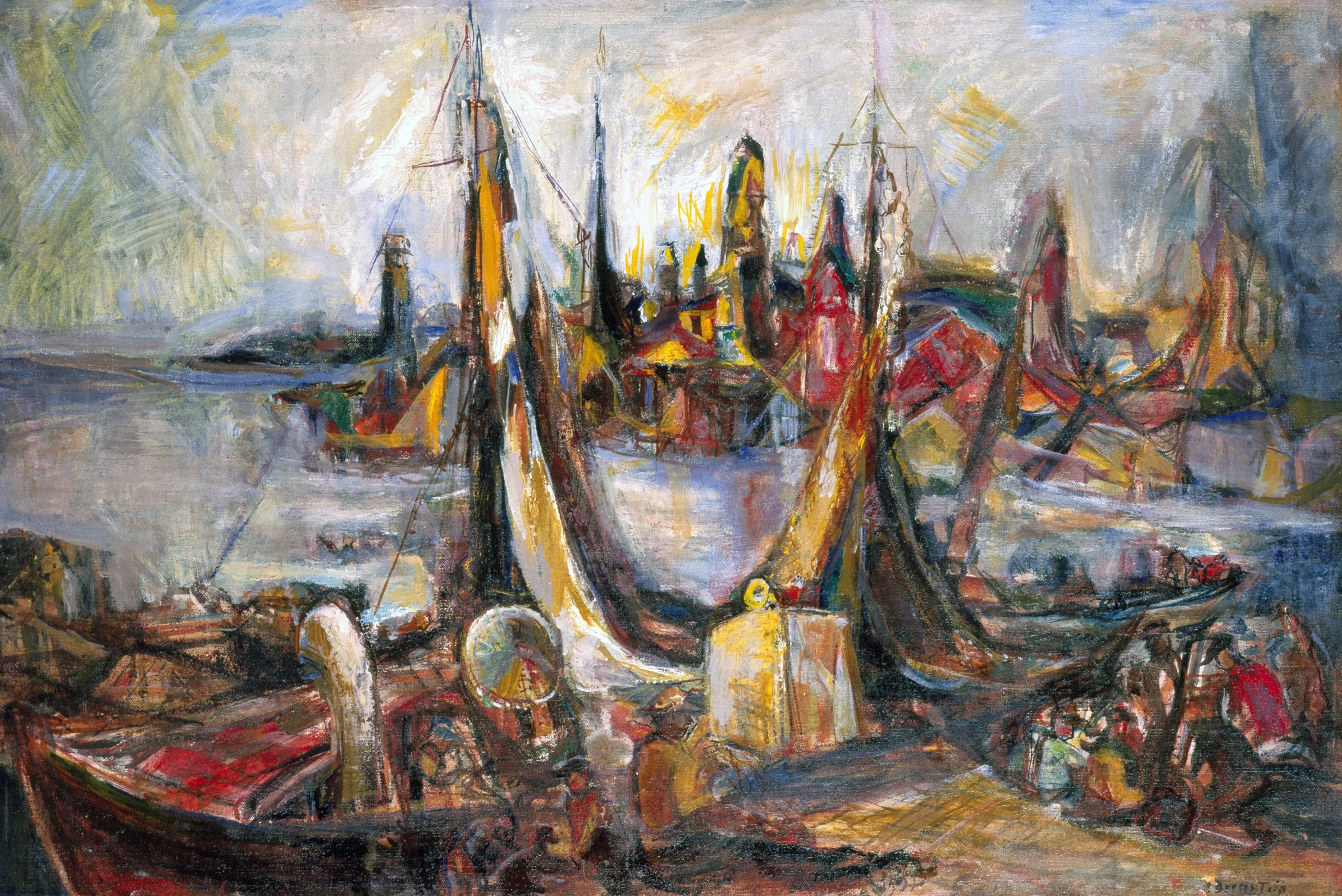 Drying the Nets , ca. 1938, Oil on canvas, 23x34 inches