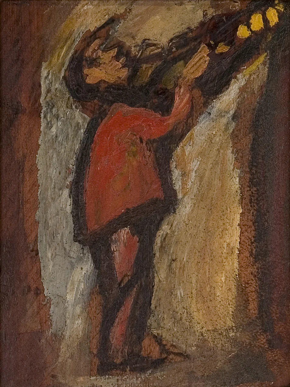 Horn Player , 1926, Oil on board, 11½x9 inches