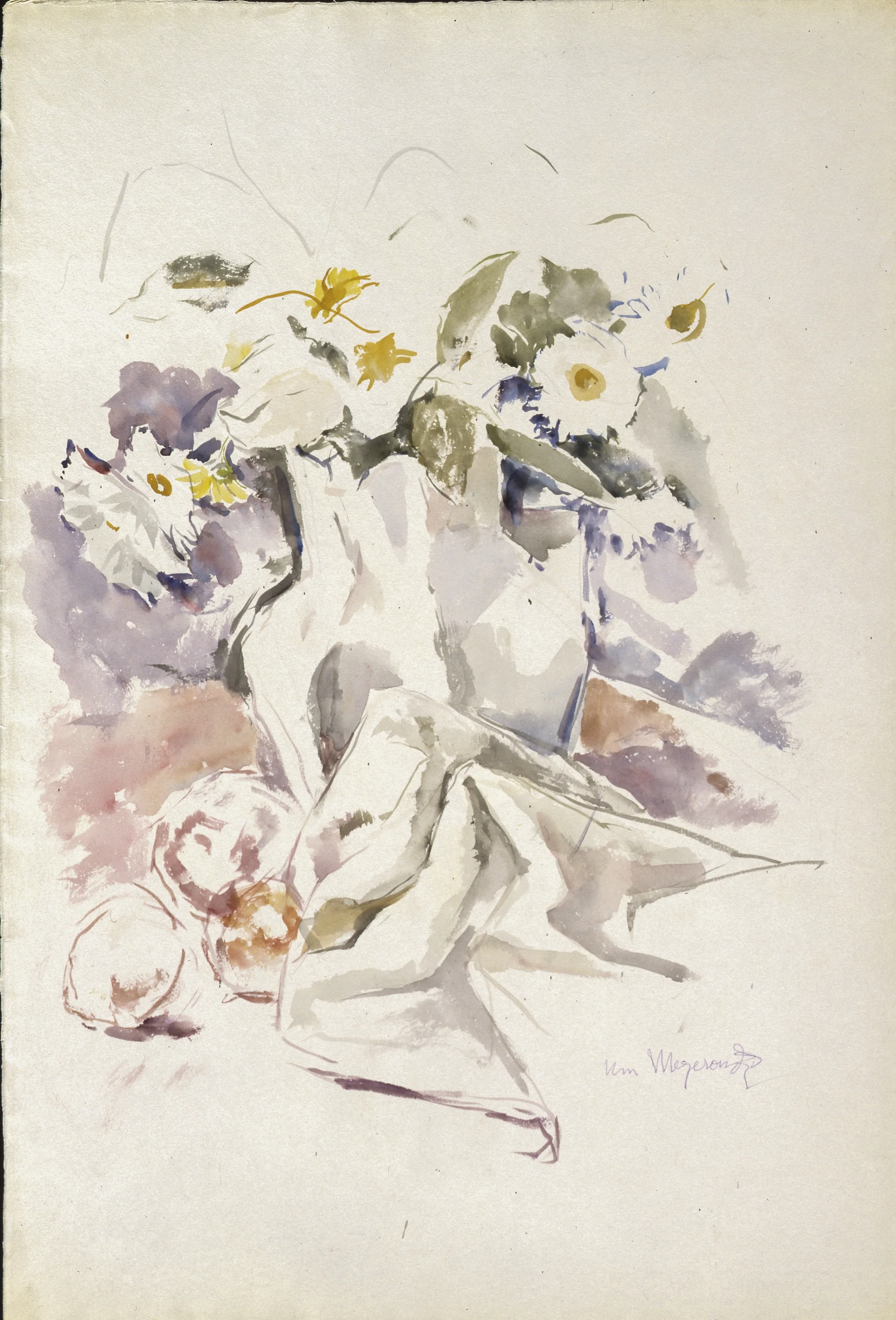 Flower & Fruit, 1927, Watercolor, 15x22¼ inches