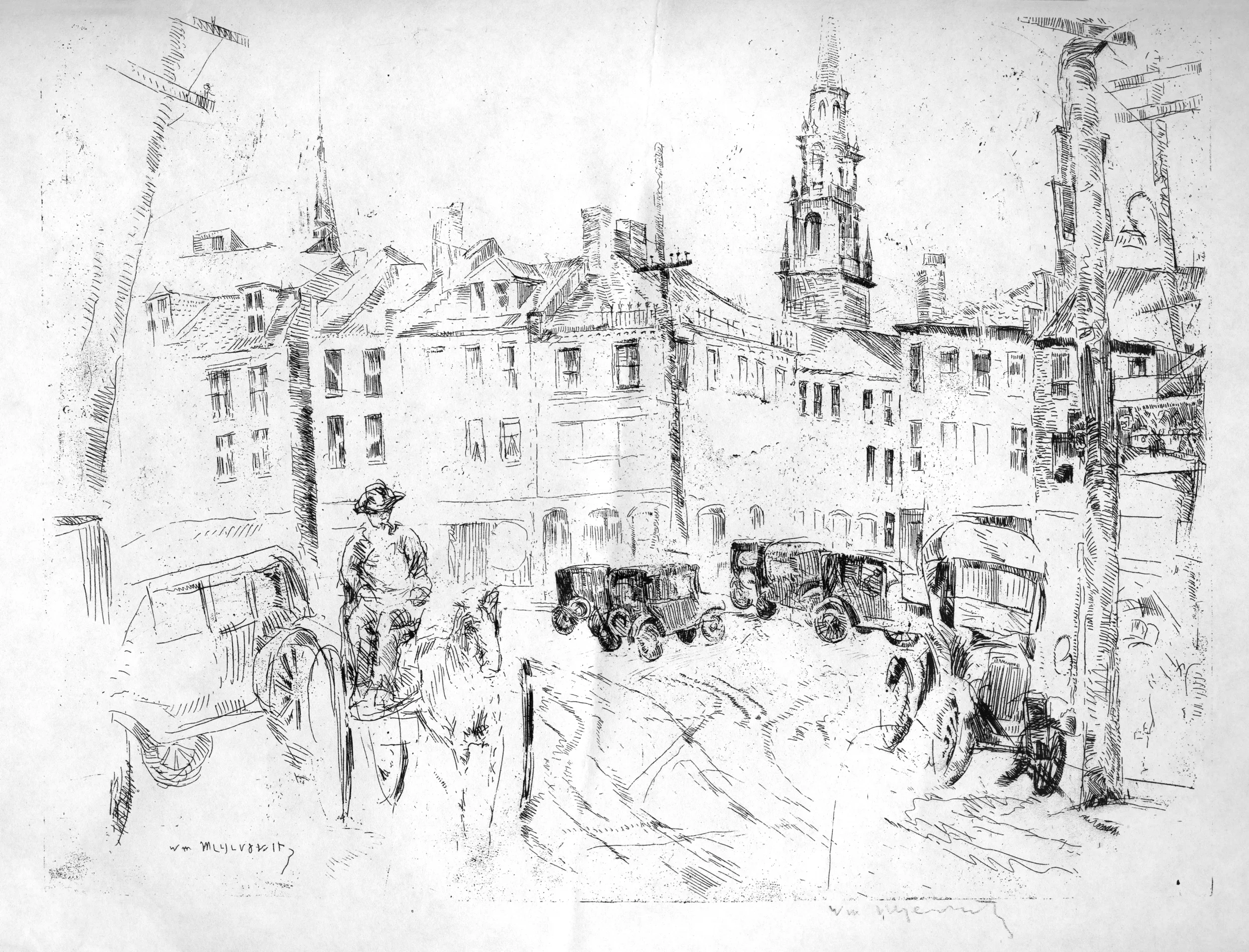 Gloucester , 1918, Etching, 8 x 9¾ inches