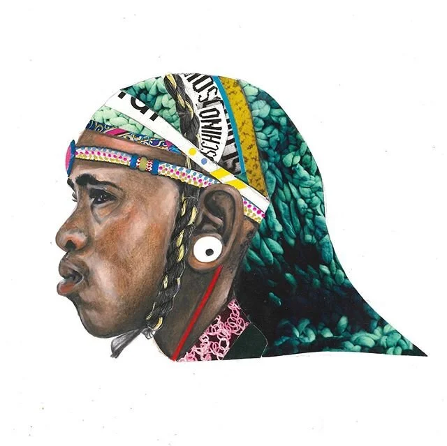 Throwback to a project studying traditional dress.

These portraits are all created with mixed media collage and painting. 
Waaay before I went digital.

Tip....if you google Maasai quotes you&rsquo;re in for a treat. 🖤 .
.
.
.
.
.
.
.
.
.
.
.
.
.
.