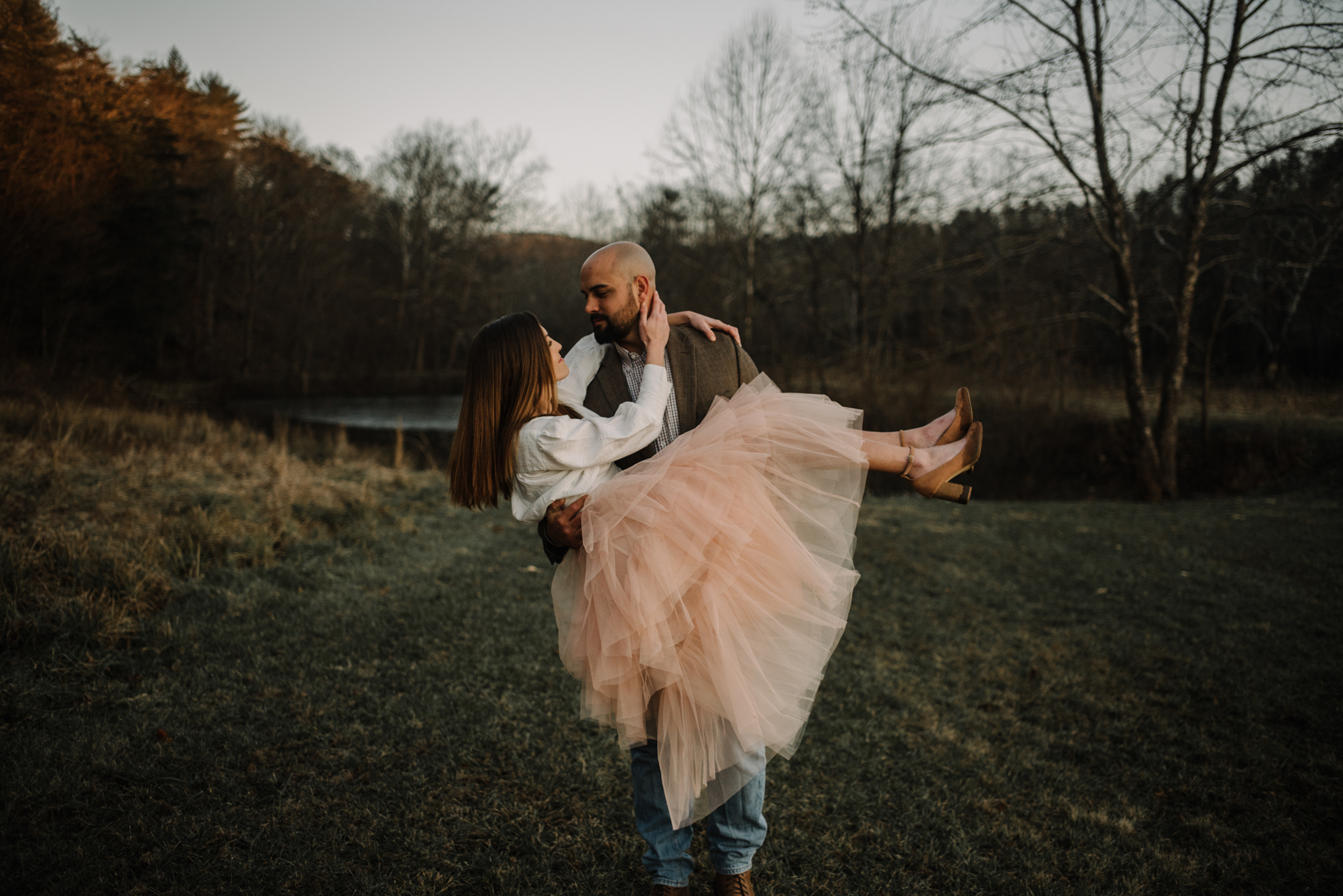Emily and Hoyle - Shenandoah Valley Engagement Session - Winter Sunset - Downtown Old Movie Theater - Back yard Virginia Farm Wedding_37.JPG