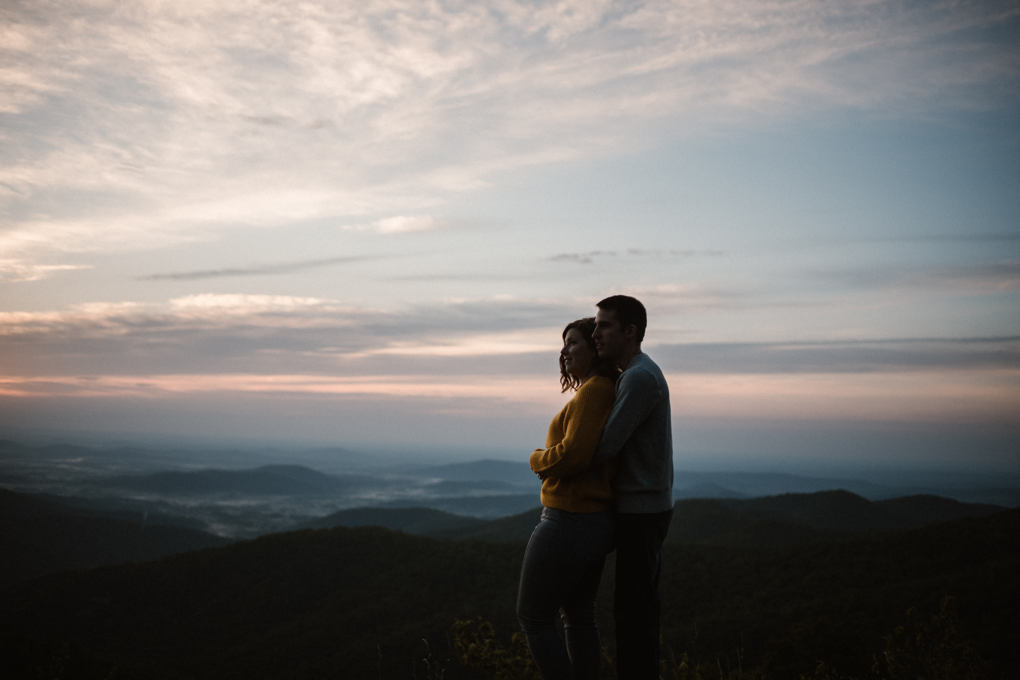Sloane and Evan Sunrise Engagement Session in Shenandoah National Park - Things to Do in Luray Virginia - Adventurous Couple Photo Shoot White Sails Creative_2.jpg