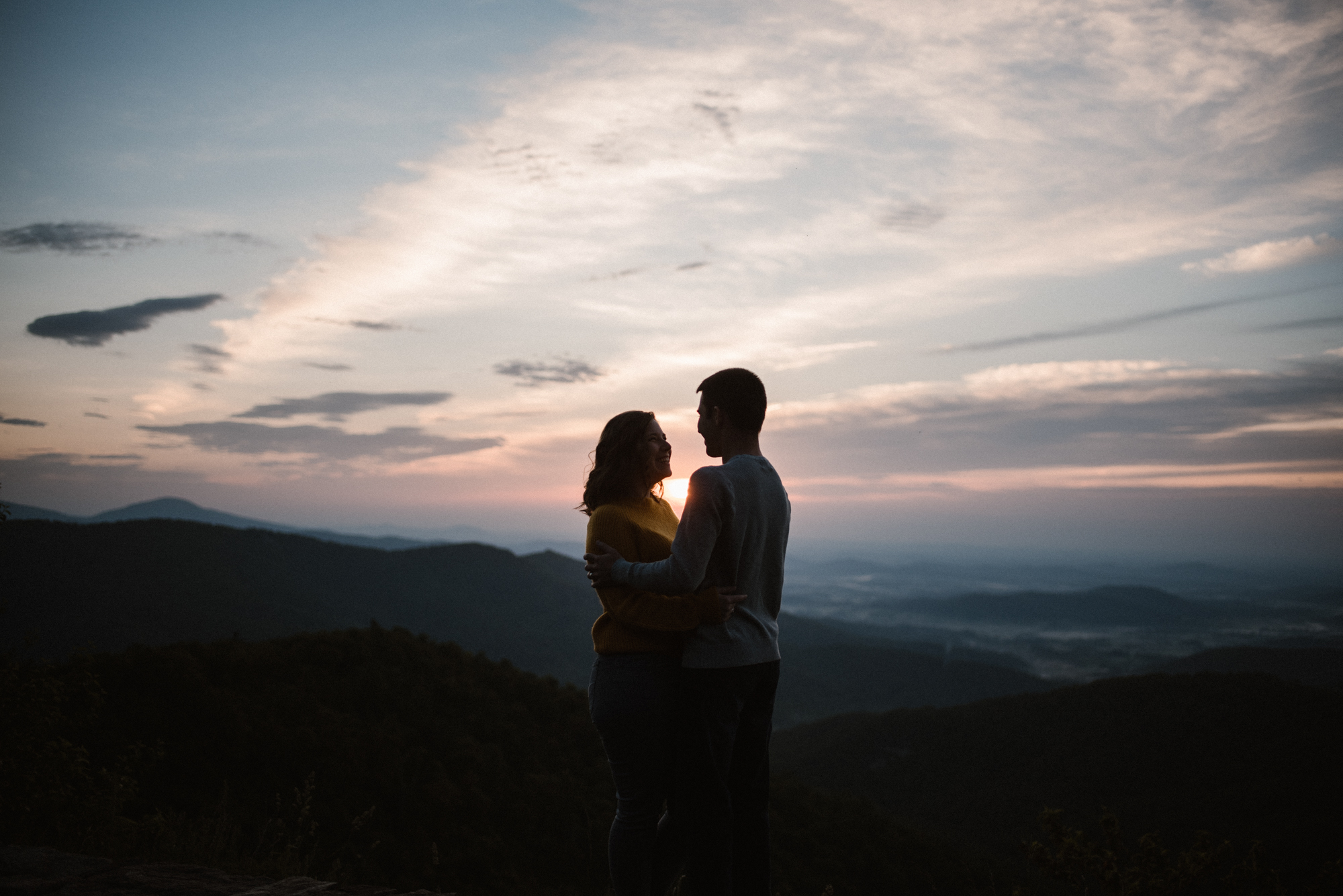 Sloane and Evan Sunrise Engagement Session in Shenandoah National Park - Things to Do in Luray Virginia - Adventurous Couple Photo Shoot White Sails Creative_4.jpg