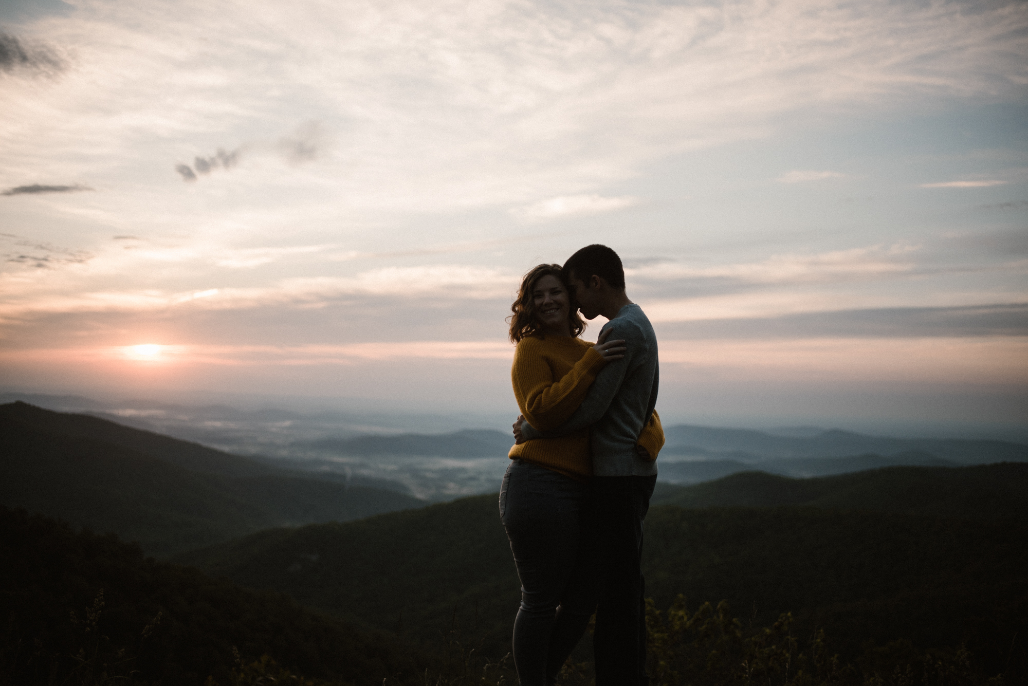 Sloane and Evan Sunrise Engagement Session in Shenandoah National Park - Things to Do in Luray Virginia - Adventurous Couple Photo Shoot White Sails Creative_5.jpg
