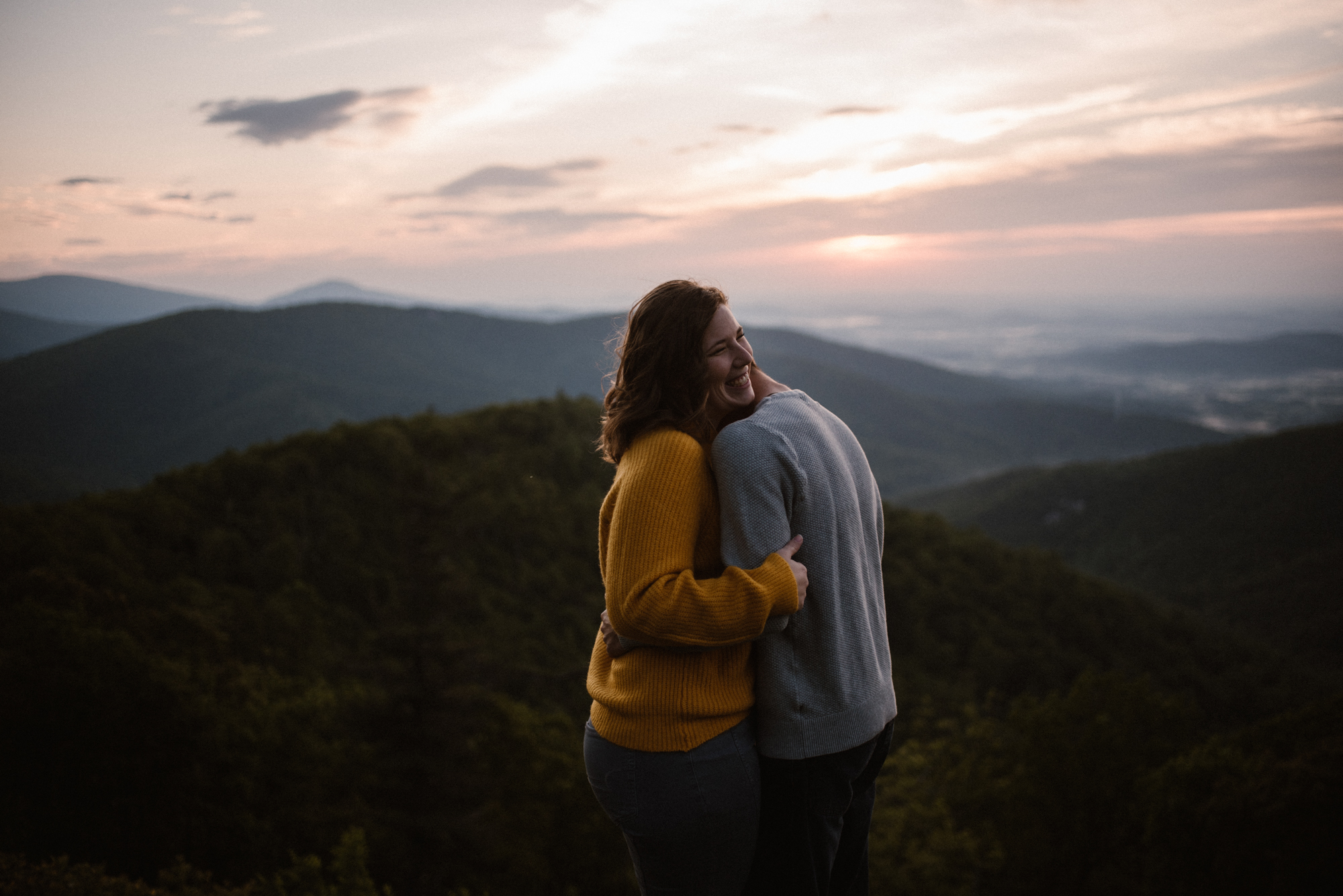 Sloane and Evan Sunrise Engagement Session in Shenandoah National Park - Things to Do in Luray Virginia - Adventurous Couple Photo Shoot White Sails Creative_7.jpg