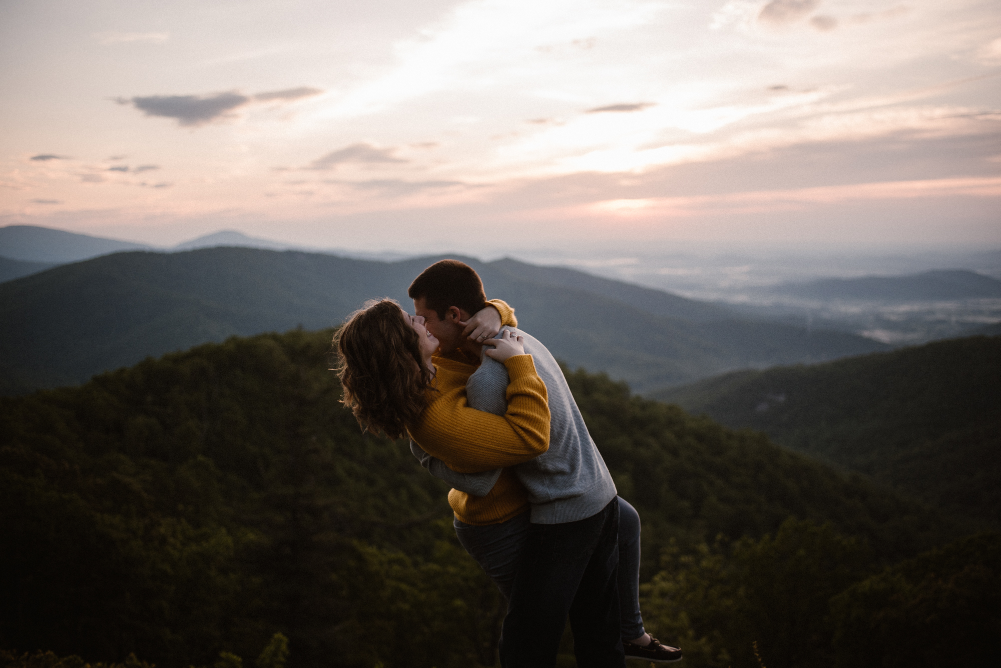 Sloane and Evan Sunrise Engagement Session in Shenandoah National Park - Things to Do in Luray Virginia - Adventurous Couple Photo Shoot White Sails Creative_9.jpg