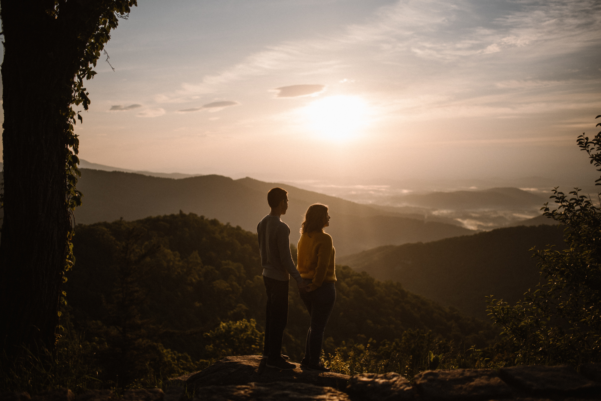 Sloane and Evan Sunrise Engagement Session in Shenandoah National Park - Things to Do in Luray Virginia - Adventurous Couple Photo Shoot White Sails Creative_16.jpg