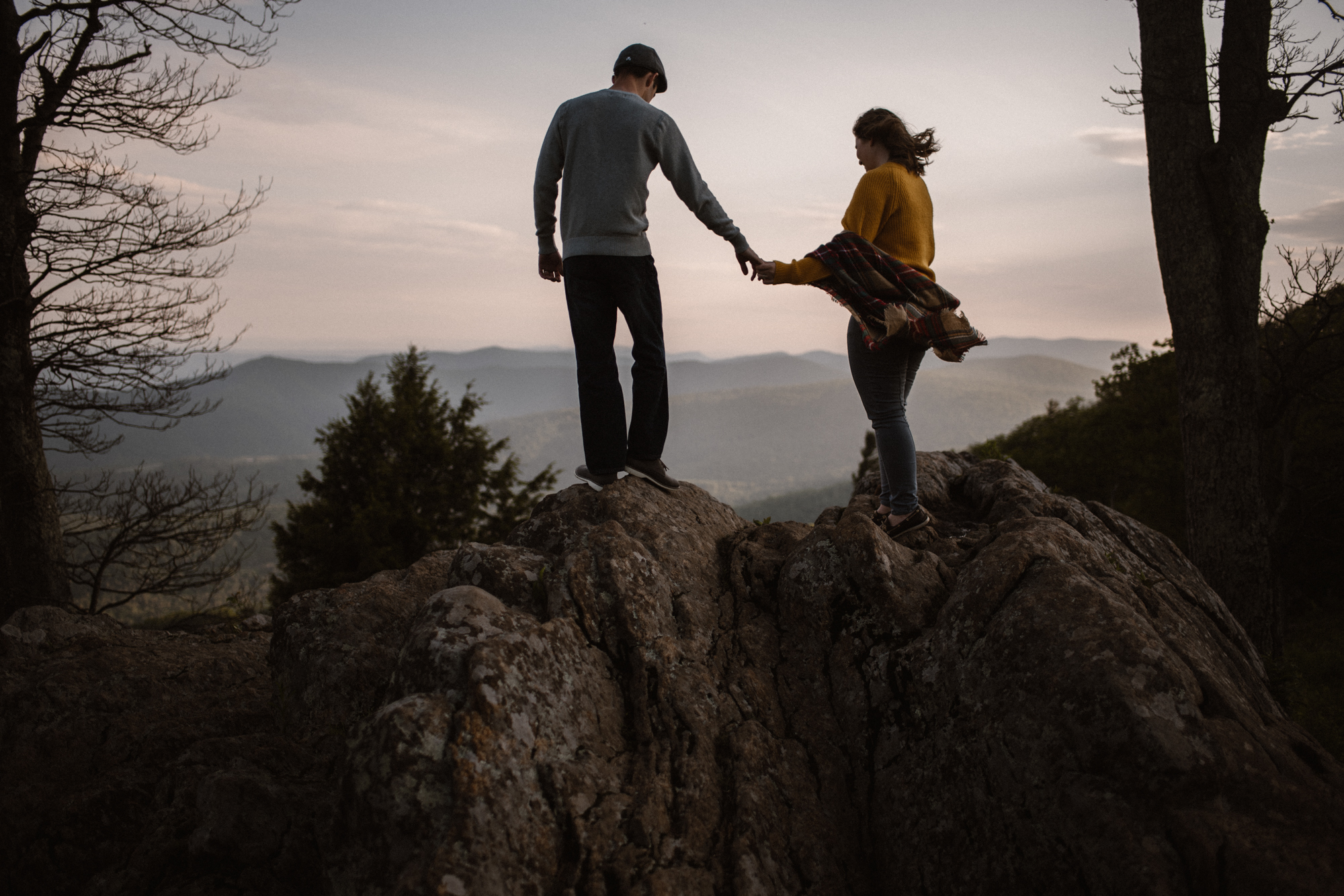 Sloane and Evan Sunrise Engagement Session in Shenandoah National Park - Things to Do in Luray Virginia - Adventurous Couple Photo Shoot White Sails Creative_26.jpg