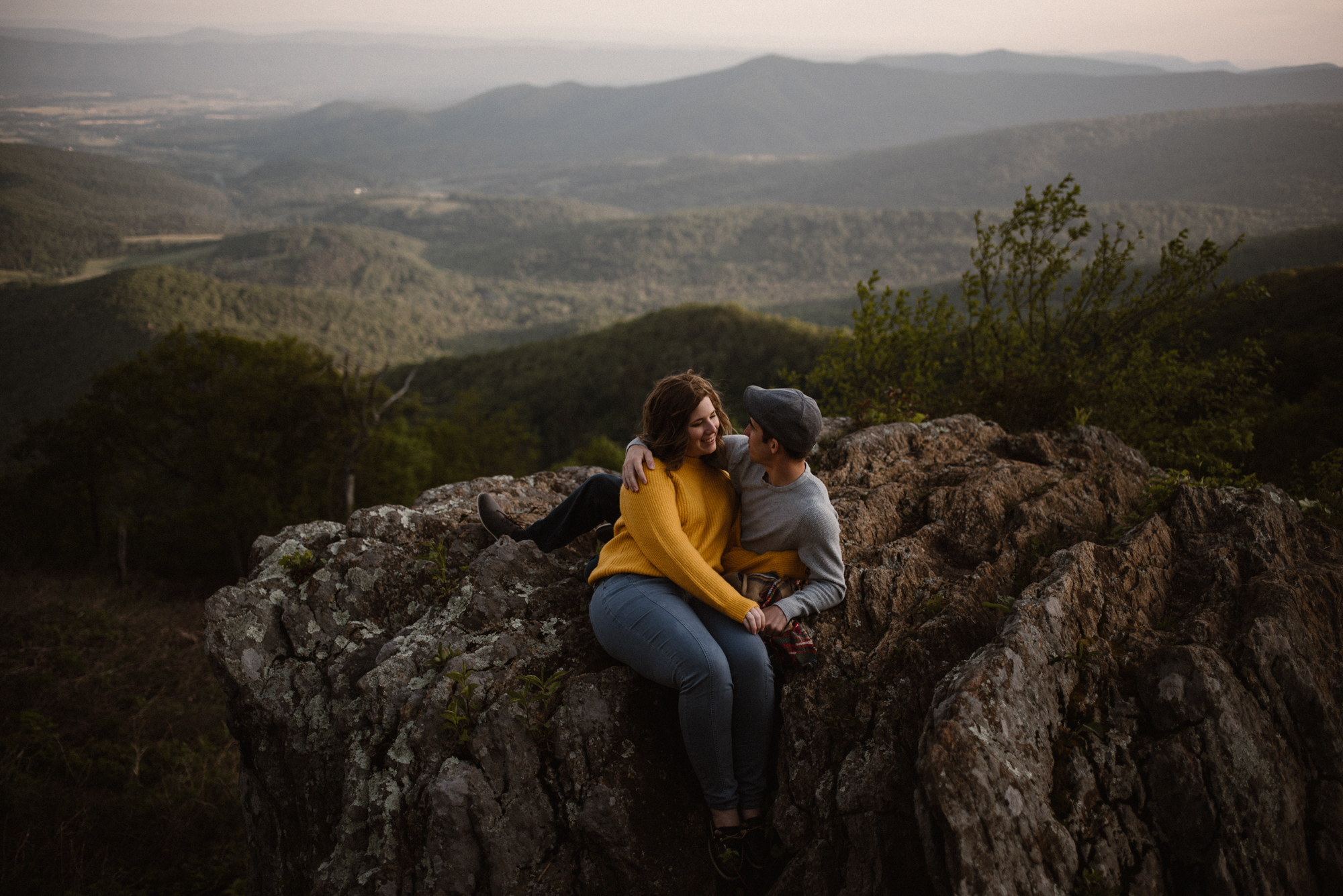 Sloane and Evan Sunrise Engagement Session in Shenandoah National Park - Things to Do in Luray Virginia - Adventurous Couple Photo Shoot White Sails Creative_28.jpg