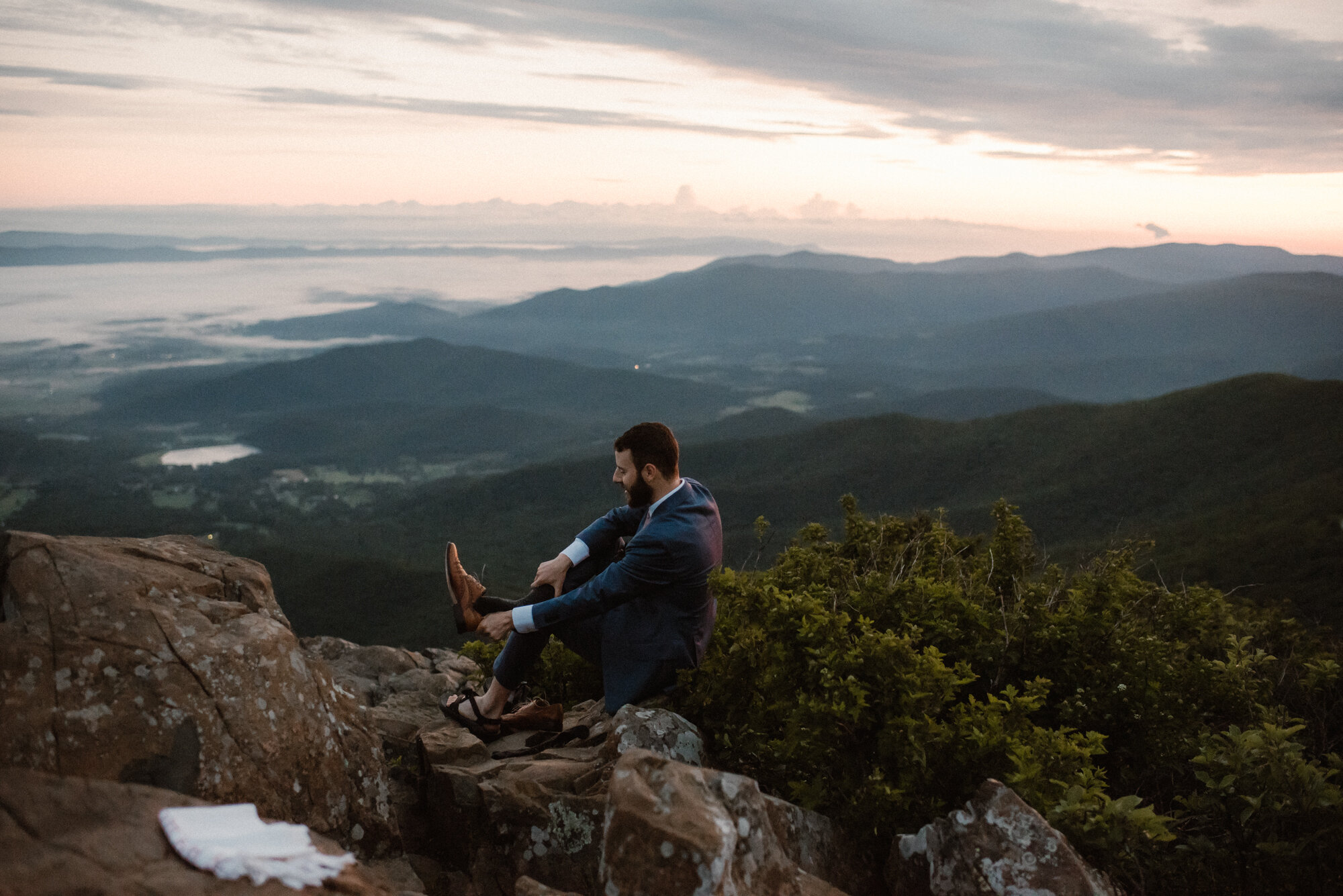 Anna and Daniel - Stonyman Summit Elopement - Shenandoah National Park Sunrise Elopement - Hiking Elopement in Virginia_82.jpg