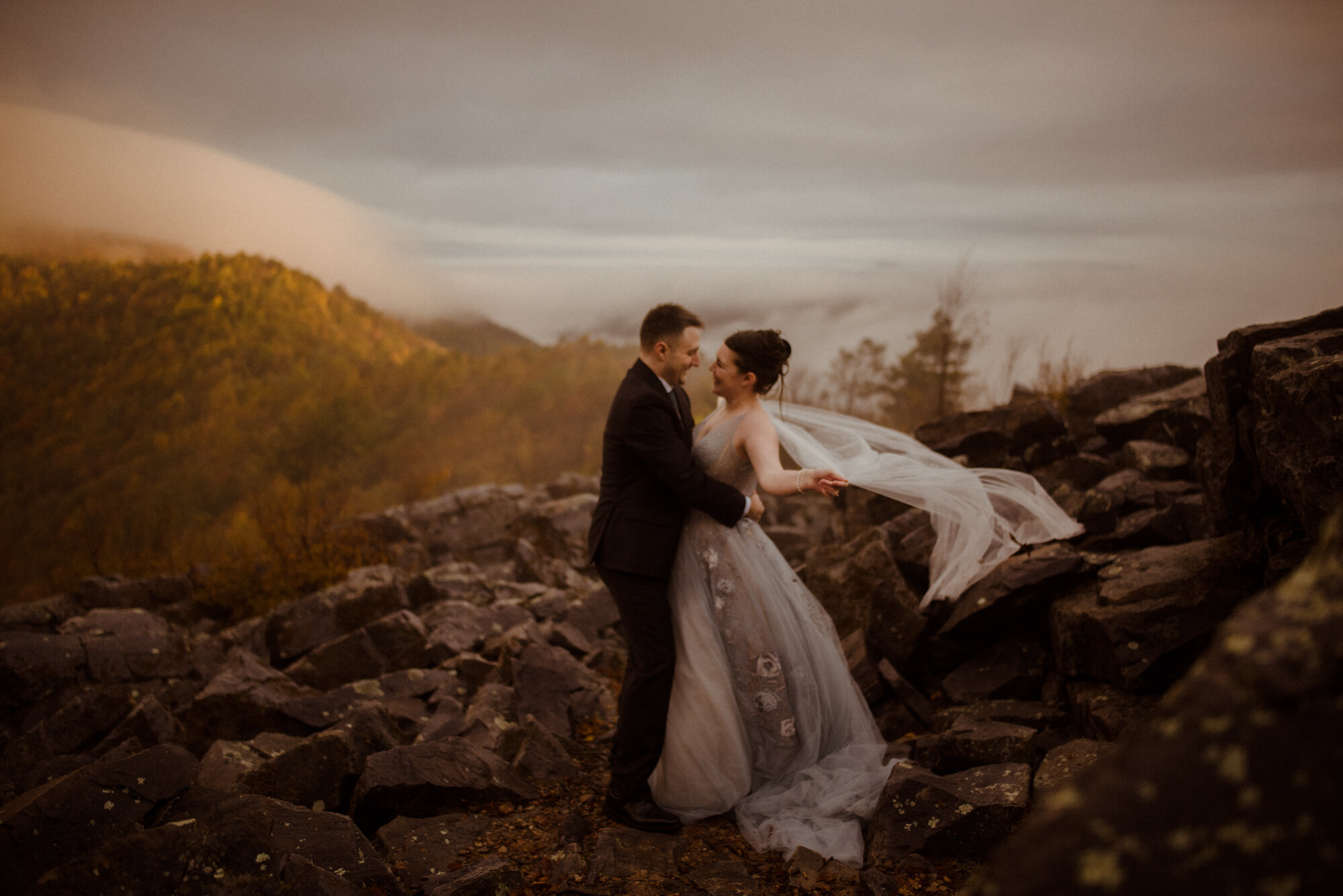 Wedding Ceremony in Shenandoah National Park - Black Rock Hike Elopement - Blue Ridge Parkway Wedding in the Fall - White Sails Creative_18.jpg