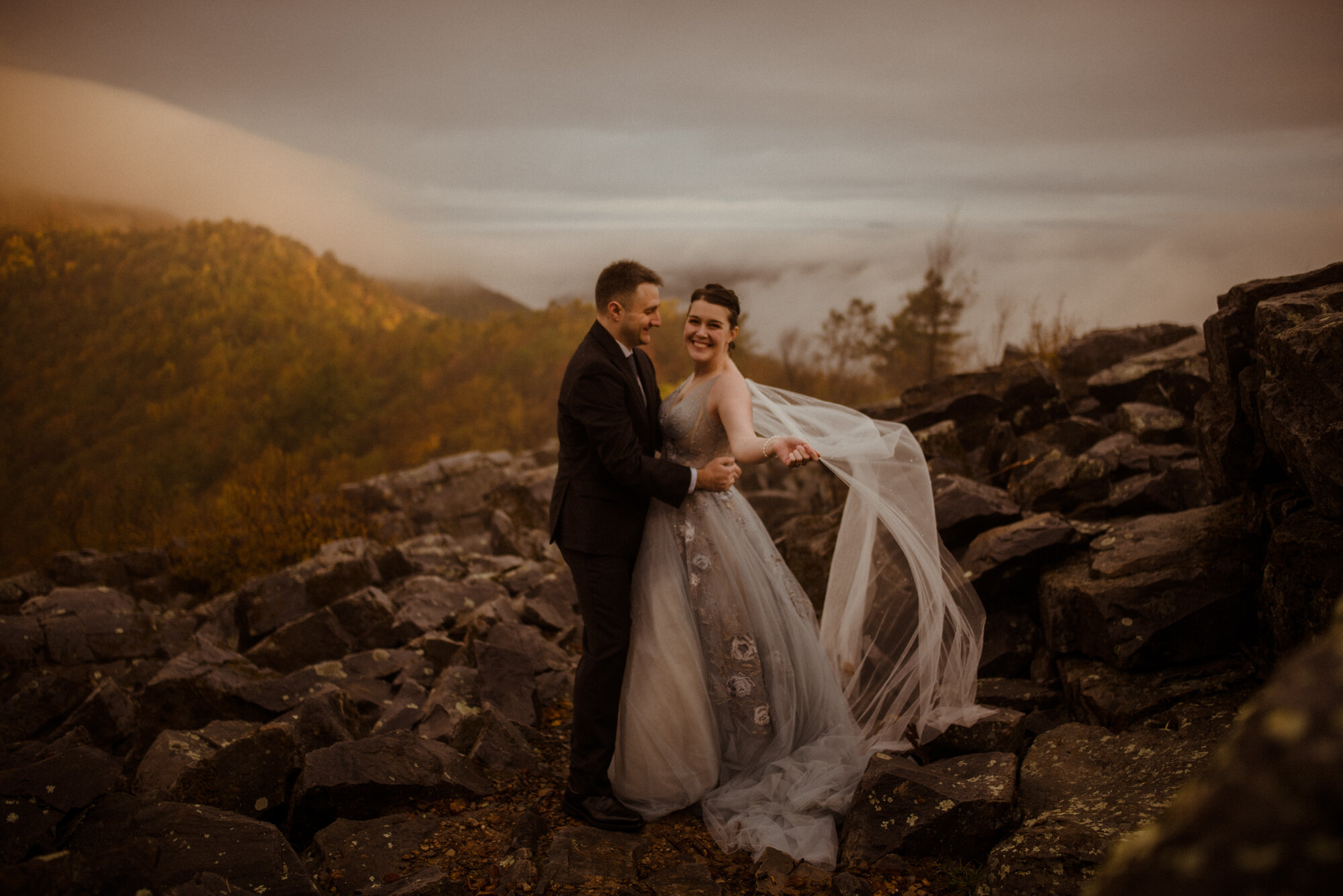 Wedding Ceremony in Shenandoah National Park - Black Rock Hike Elopement - Blue Ridge Parkway Wedding in the Fall - White Sails Creative_20.jpg
