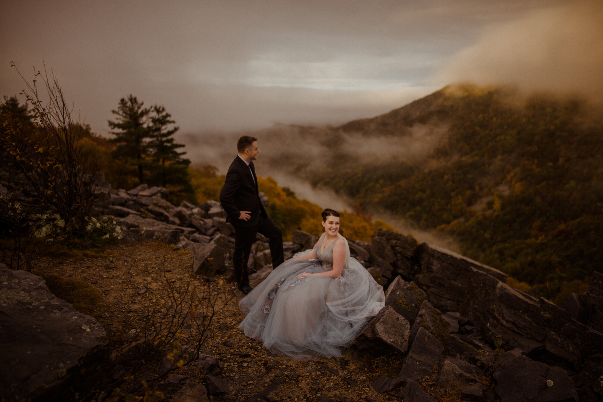 Wedding Ceremony in Shenandoah National Park - Black Rock Hike Elopement - Blue Ridge Parkway Wedding in the Fall - White Sails Creative_22.jpg