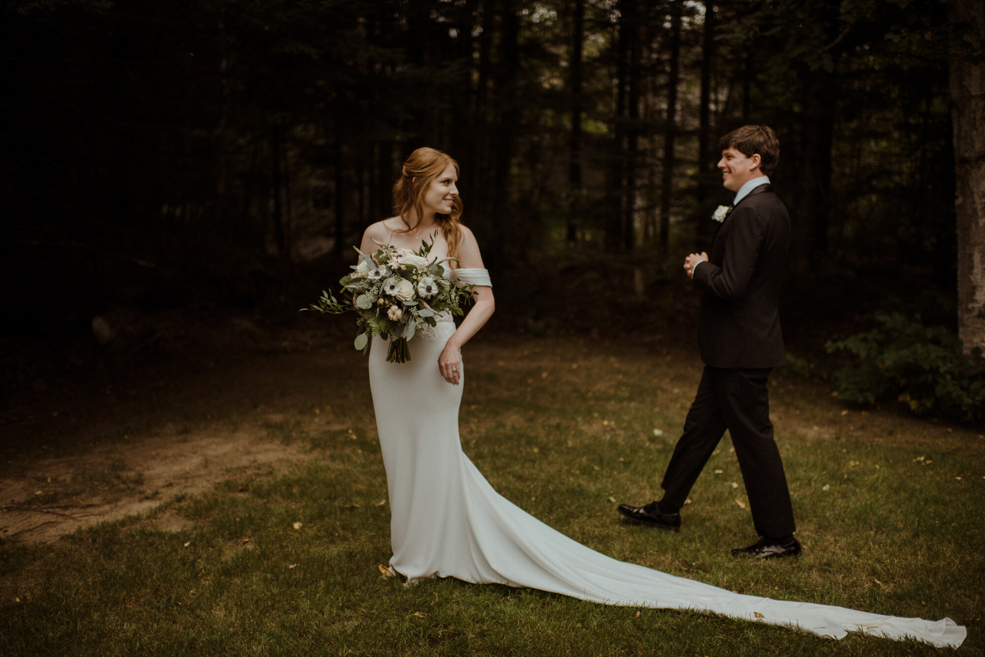 Autumn Elopement in New Hampshire - Backyard Wedding during COVID and Sunrise Hike in Wedding Dress - White Sails Creative_66.jpg