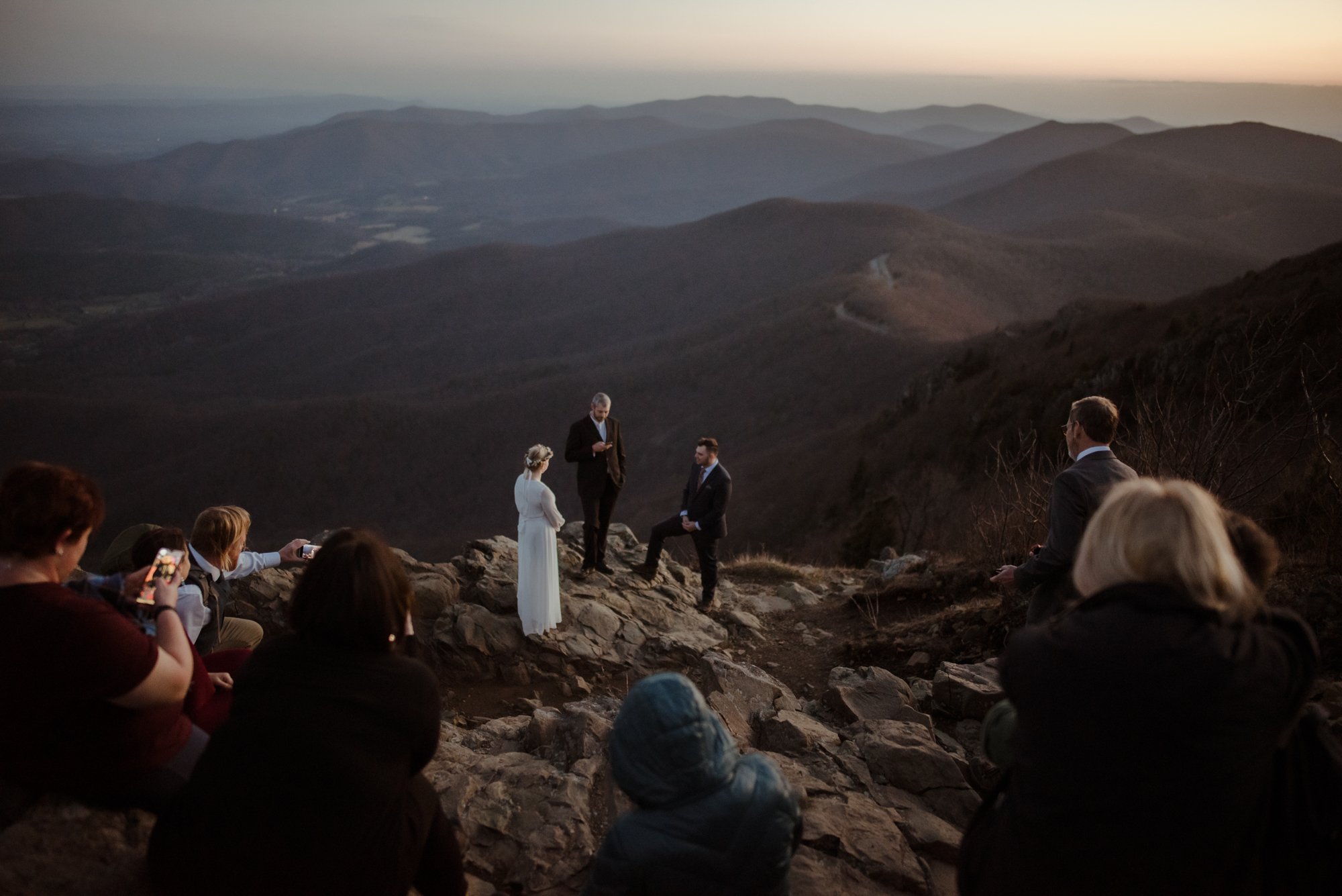 March Sunrise Hiking Elopement Ceremony with Friends and Family in Shenandoah National Park_8.jpg
